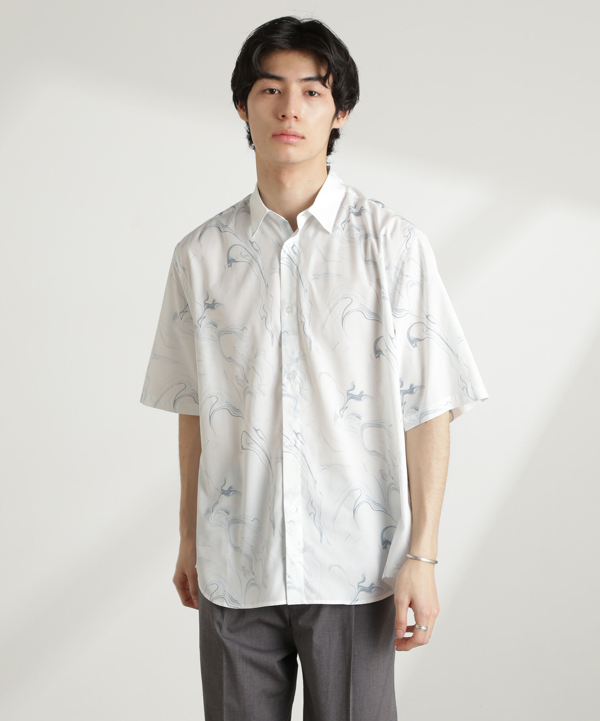 nano･universe「マーブルパターンシャツ 半袖」|シャツ・ブラウス|