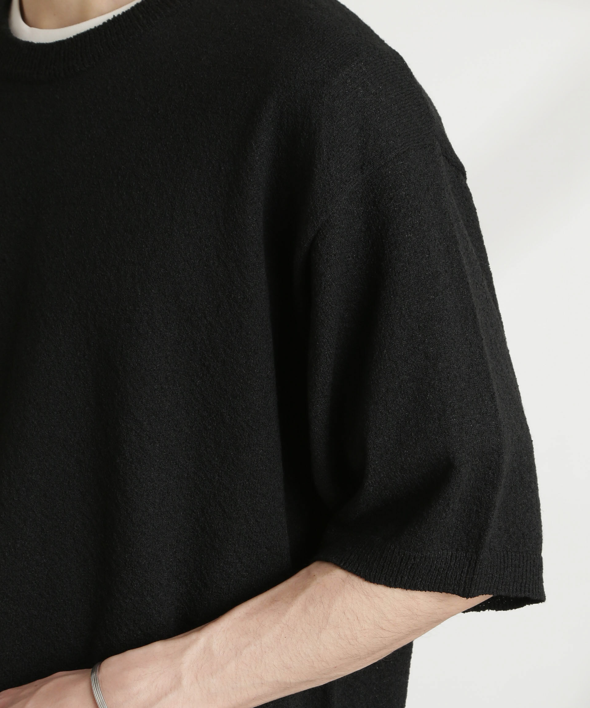 nano･universe「ブークレクルーネックニット 半袖」|ニット・セーター|