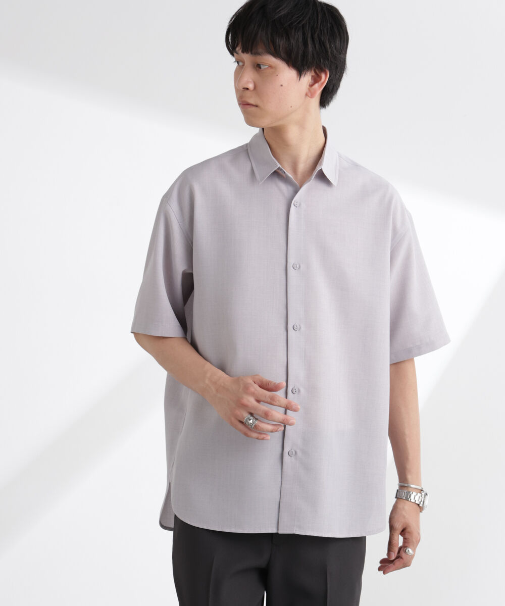 nano･universe「ライトウェイトドライシャツ 半袖(セットアップ可)」|シャツ・ブラウス|L.グレー1