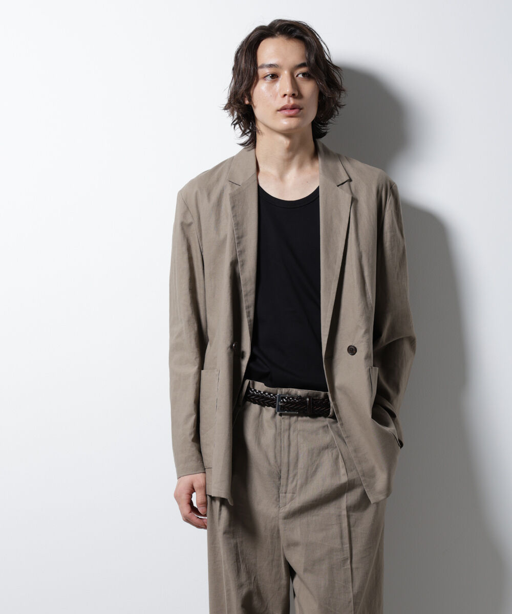nano･universe「「BELGIUM LINEN FABRICS」リネンコットンダブルジャケット(セットアップ可)」|テーラードジャケット|
