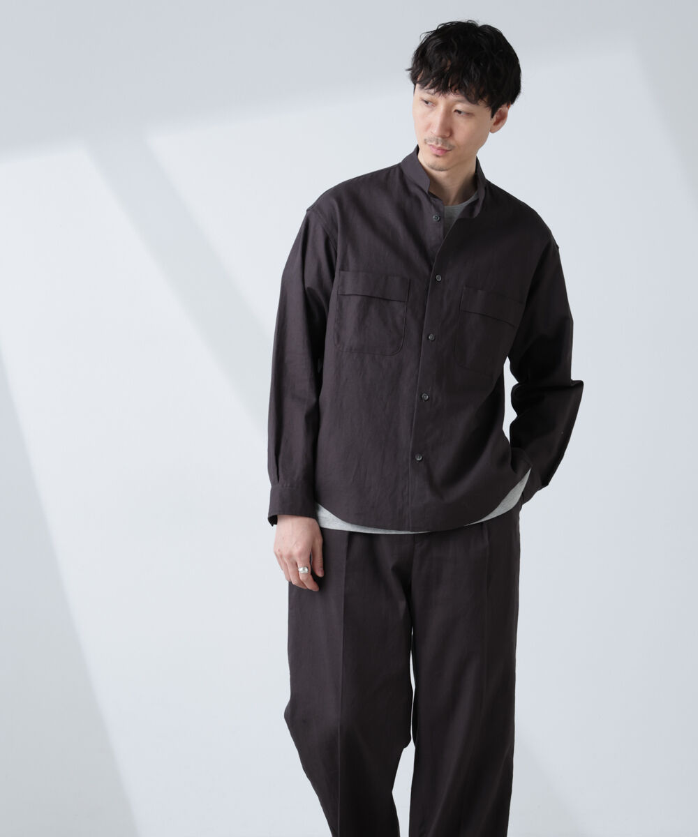 nano･universe「「BELGIUM LINEN FABRICS」リネンコットンスタンドカラーシャツ」|シャツ・ブラウス|