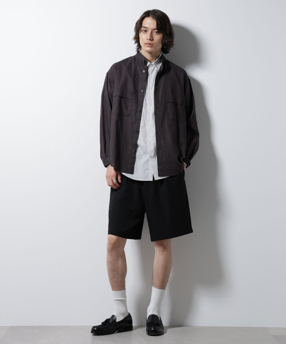 nano･universe「「BELGIUM LINEN FABRICS」リネンコットンスタンドカラーシャツ」|シャツ・ブラウス|