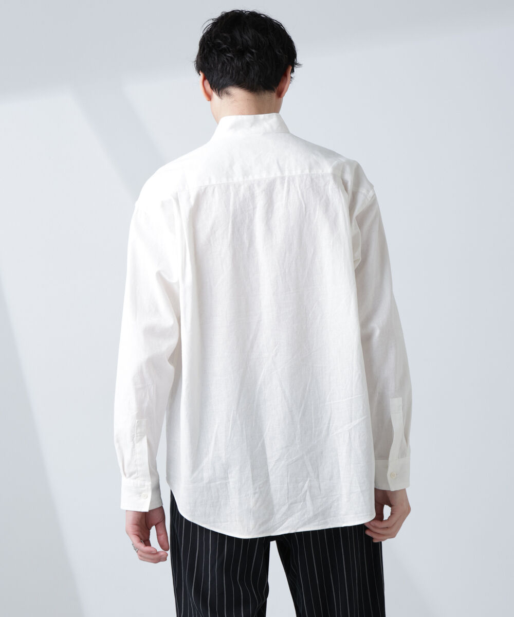 nano･universe「「BELGIUM LINEN FABRICS」リネンコットンスタンドカラーシャツ」|シャツ・ブラウス|