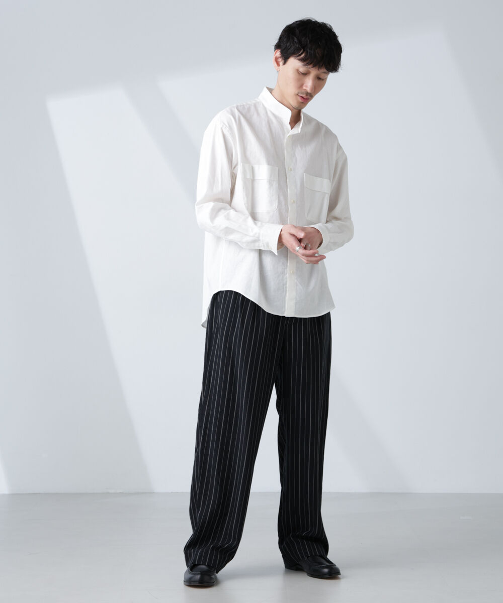 nano･universe「「BELGIUM LINEN FABRICS」リネンコットンスタンドカラーシャツ」|シャツ・ブラウス|