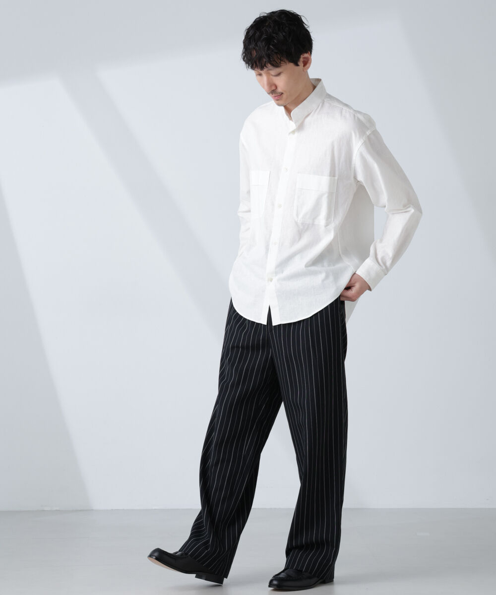 nano･universe「「BELGIUM LINEN FABRICS」リネンコットンスタンドカラーシャツ」|シャツ・ブラウス|