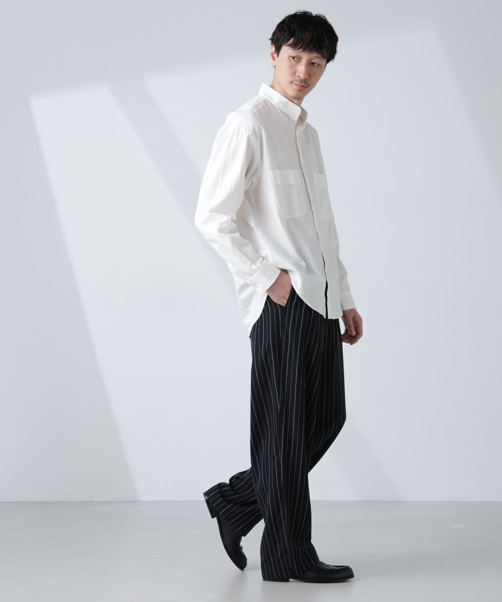 nano･universe「「BELGIUM LINEN FABRICS」リネンコットンスタンドカラーシャツ」|シャツ・ブラウス|