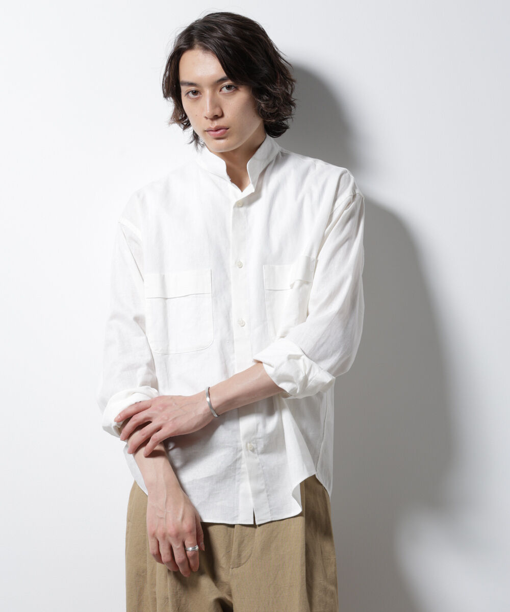 nano･universe「「BELGIUM LINEN FABRICS」リネンコットンスタンドカラーシャツ」|シャツ・ブラウス|