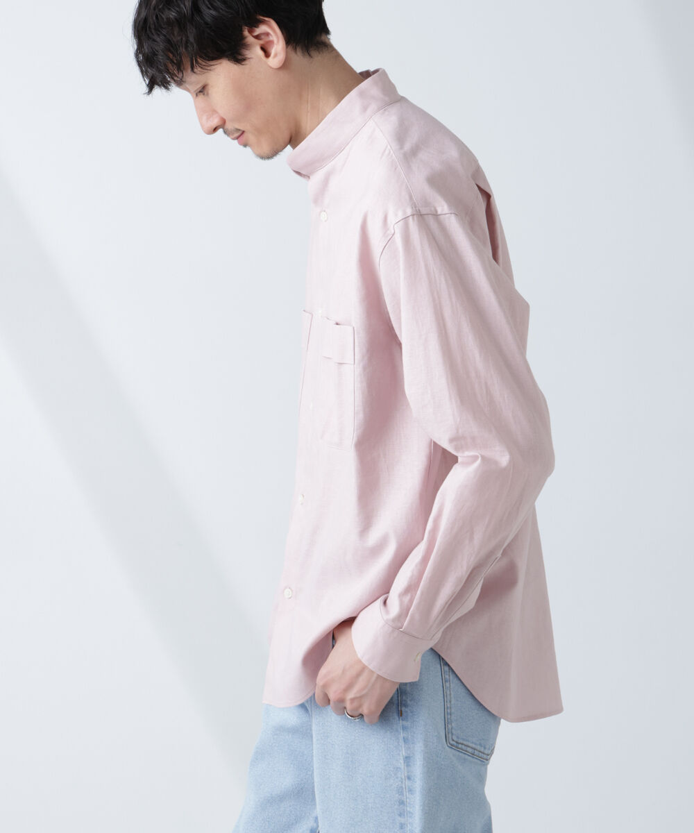 nano･universe「「BELGIUM LINEN FABRICS」リネンコットンスタンドカラーシャツ」|シャツ・ブラウス|