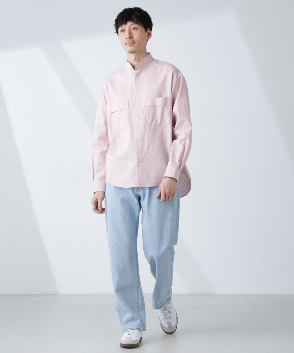 nano･universe「「BELGIUM LINEN FABRICS」リネンコットンスタンドカラーシャツ」|シャツ・ブラウス|