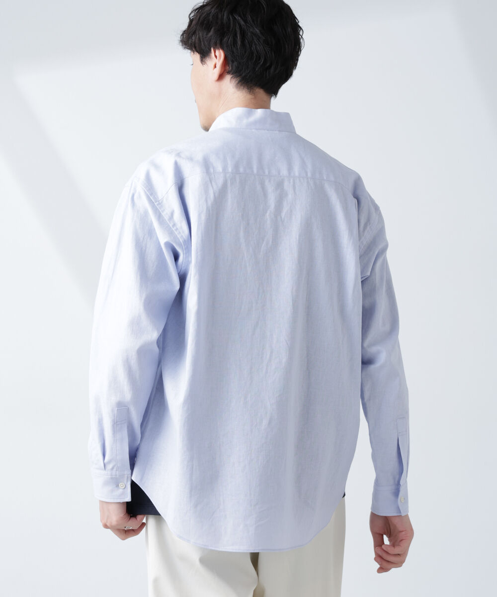 nano･universe「「BELGIUM LINEN FABRICS」リネンコットンスタンドカラーシャツ」|シャツ・ブラウス|