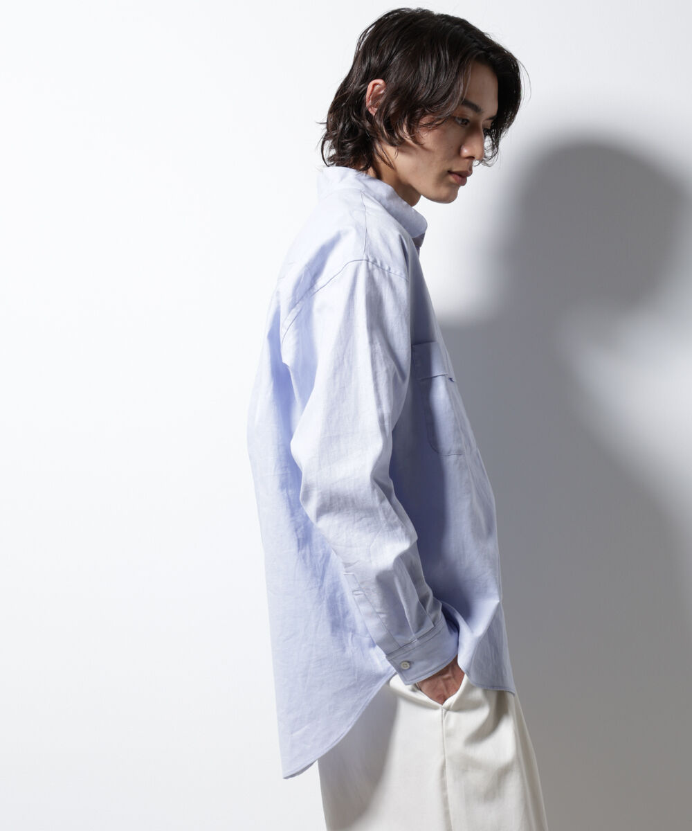 nano･universe「「BELGIUM LINEN FABRICS」リネンコットンスタンドカラーシャツ」|シャツ・ブラウス|