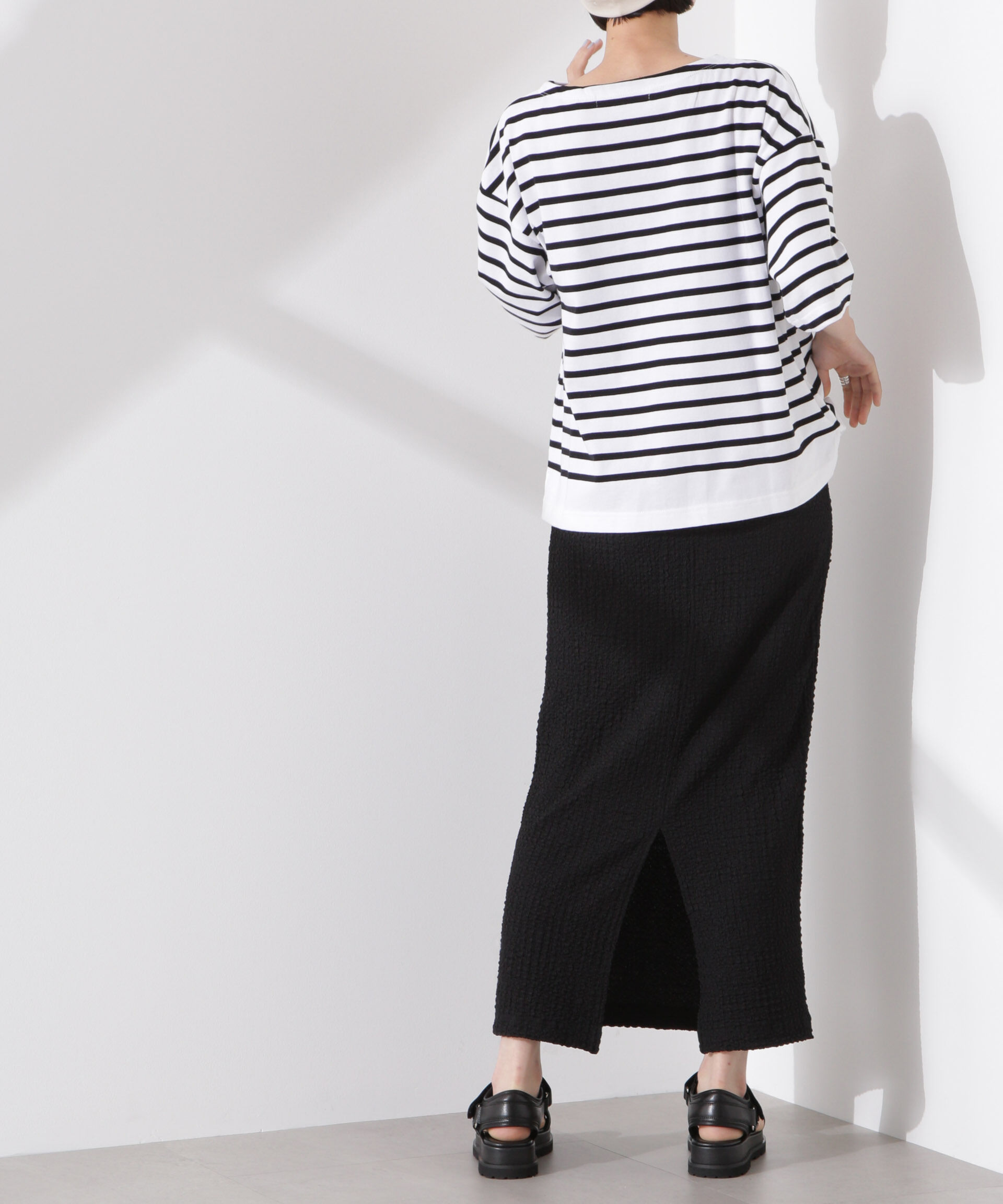 nano･universe「パネルボーダーワイドトップス」|Tシャツ・カットソー|