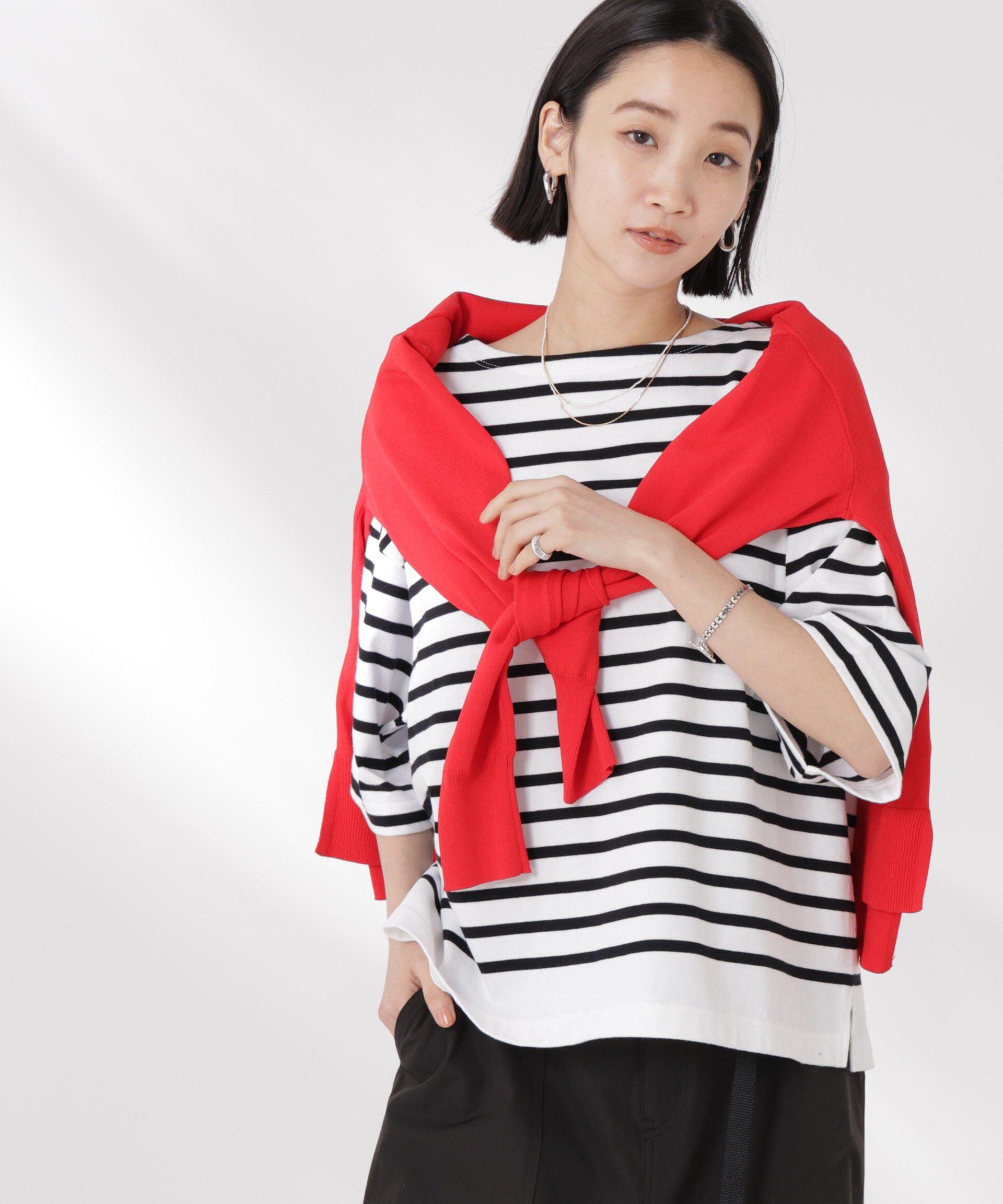 nano･universe「パネルボーダーワイドトップス」|Tシャツ・カットソー|