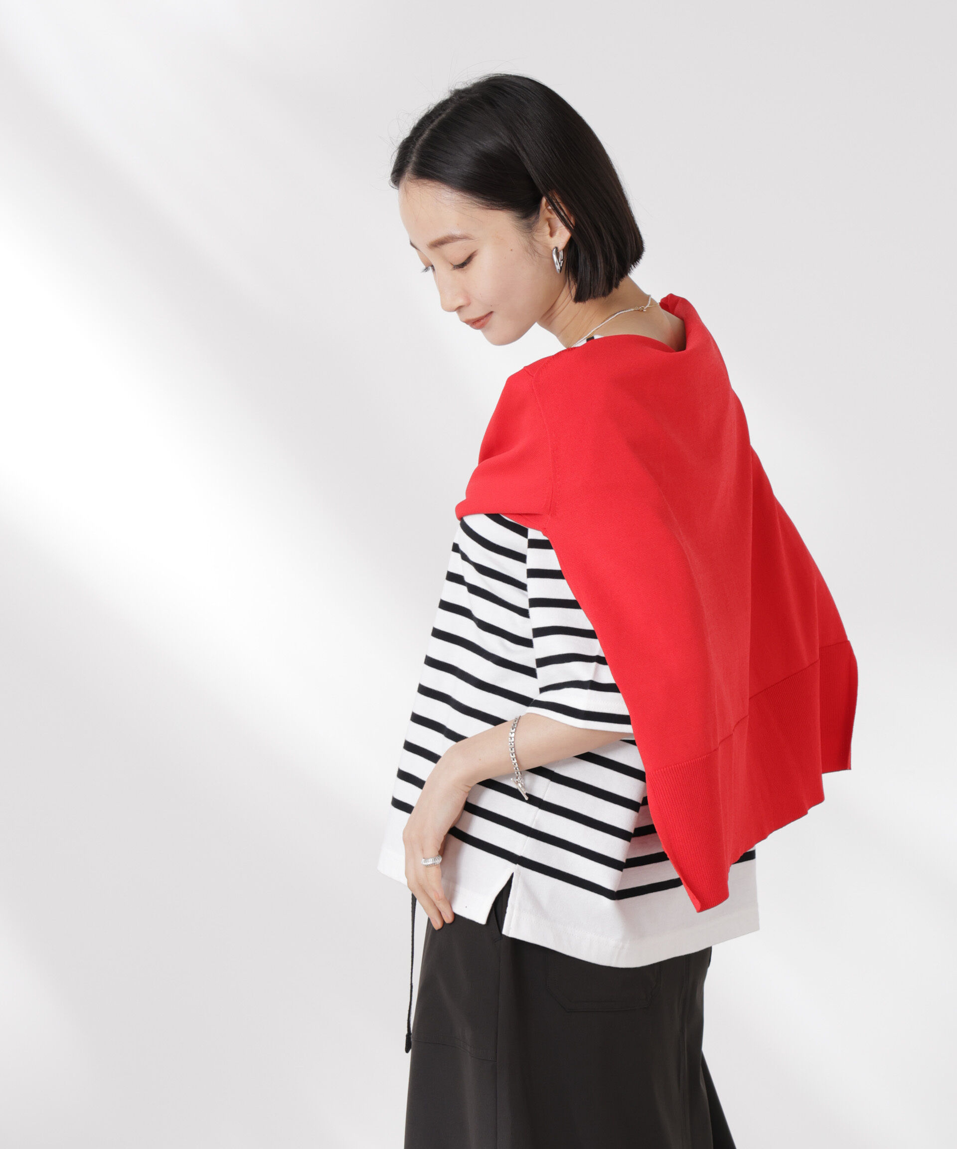 nano･universe「パネルボーダーワイドトップス」|Tシャツ・カットソー|