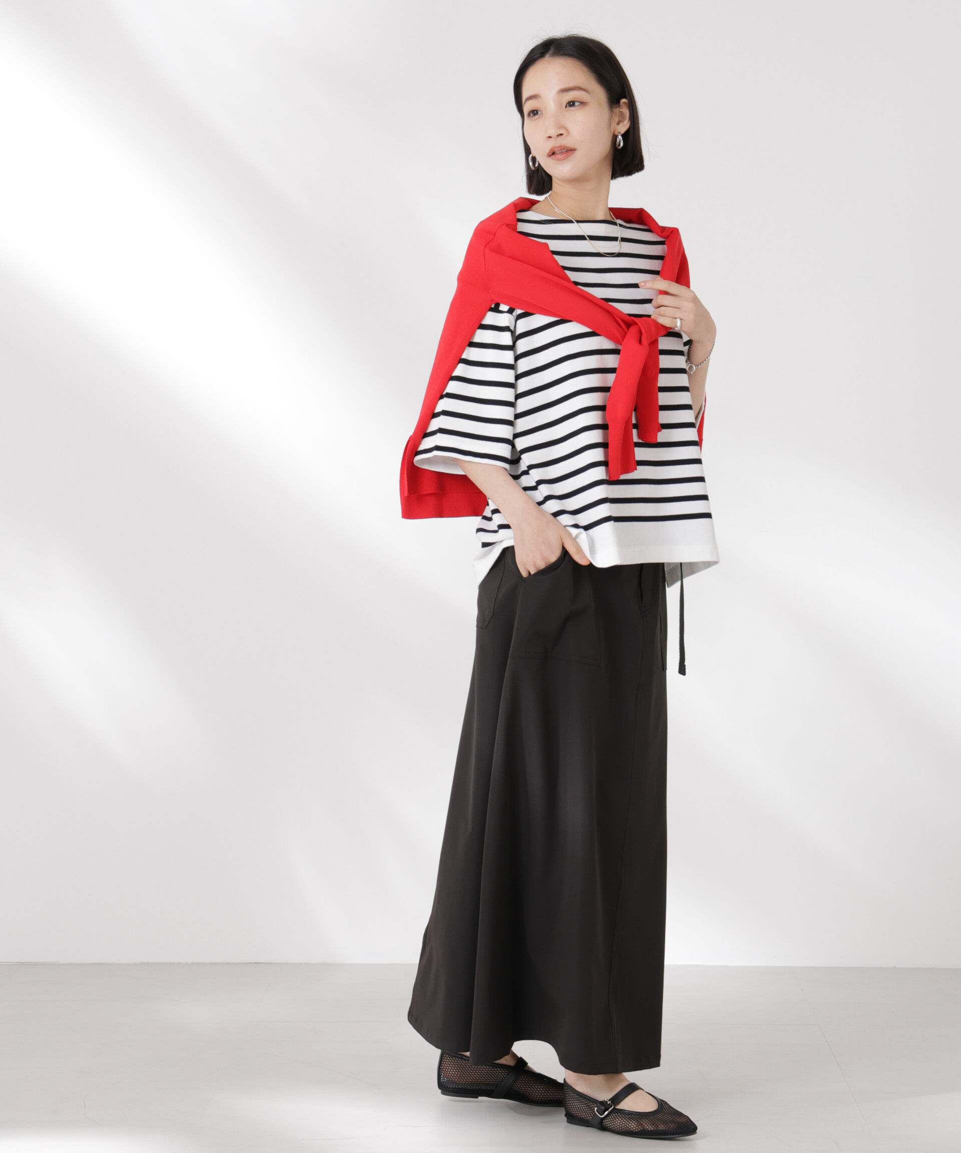 nano･universe「パネルボーダーワイドトップス」|Tシャツ・カットソー|