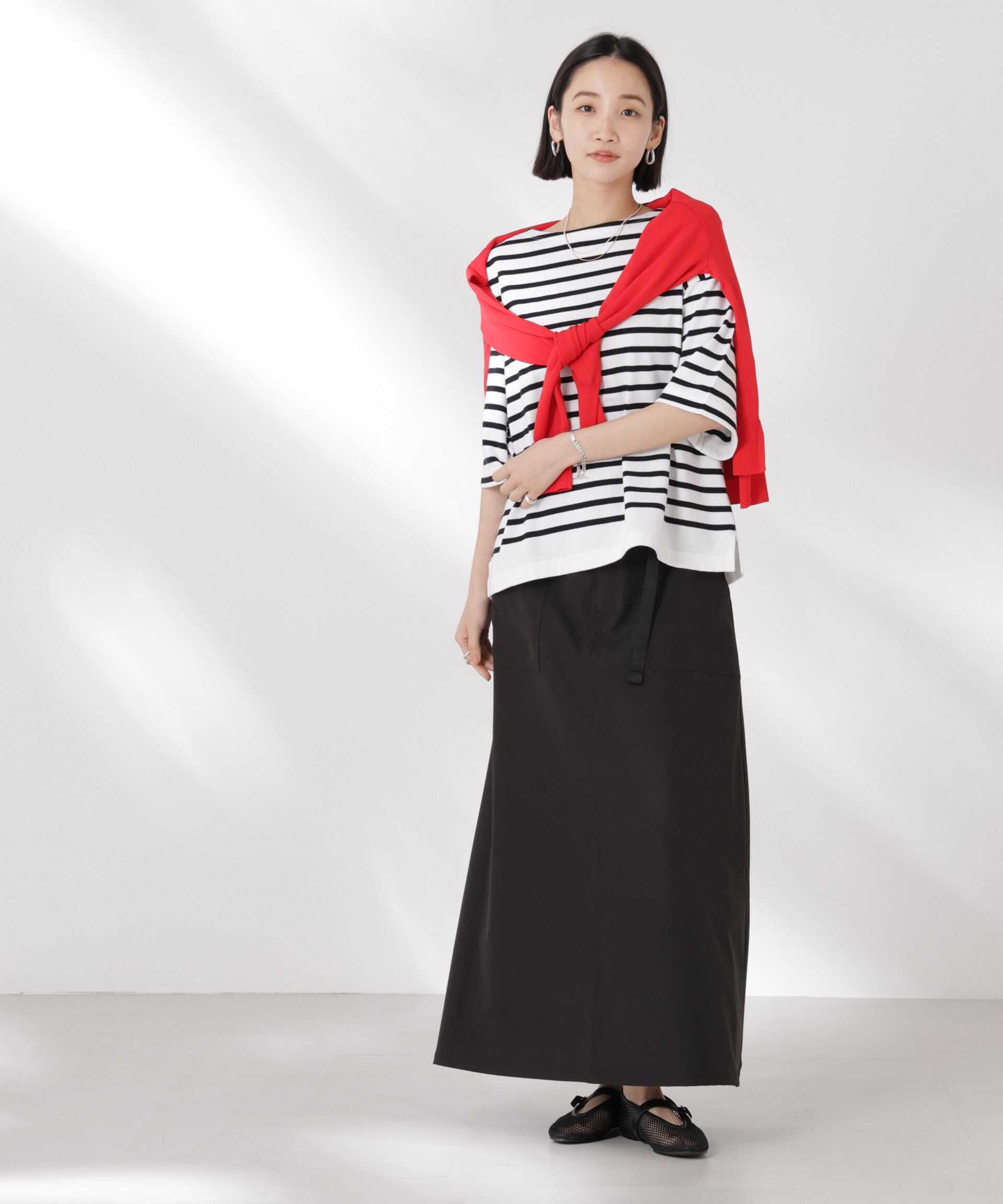 nano･universe「パネルボーダーワイドトップス」|Tシャツ・カットソー|