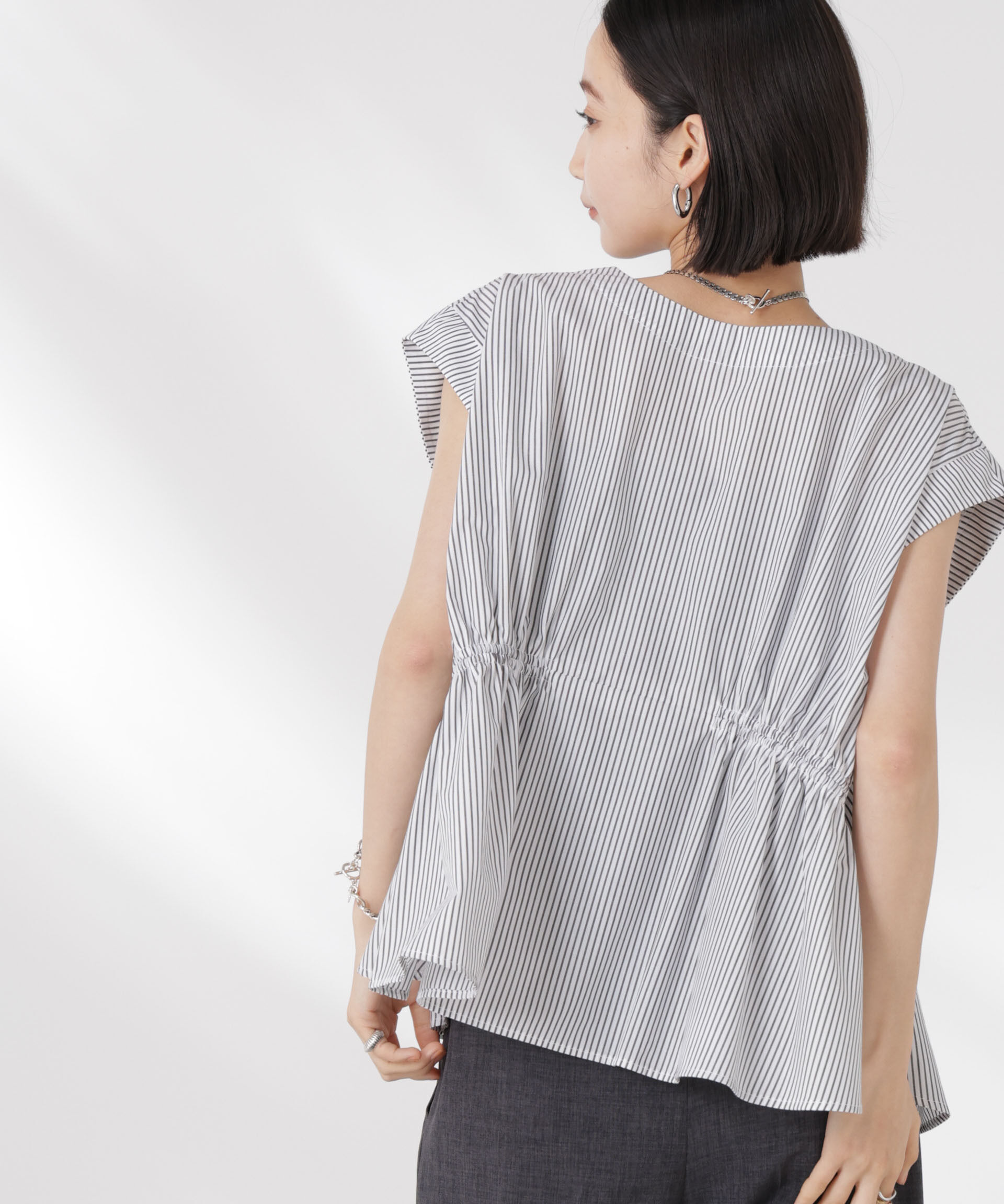 nano･universe「前後2wayギャザーデザインブラウス」|シャツ・ブラウス|