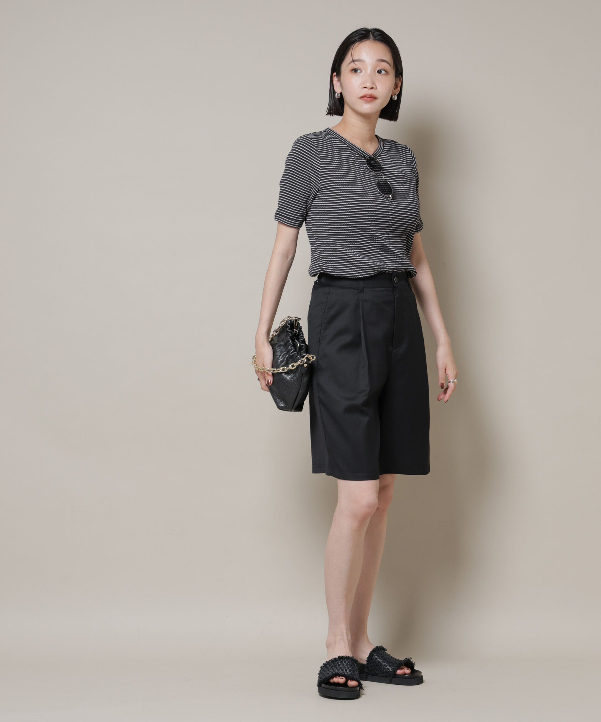 nano･universe「ワンタックショートパンツ(セットアップ可)」|チノ|