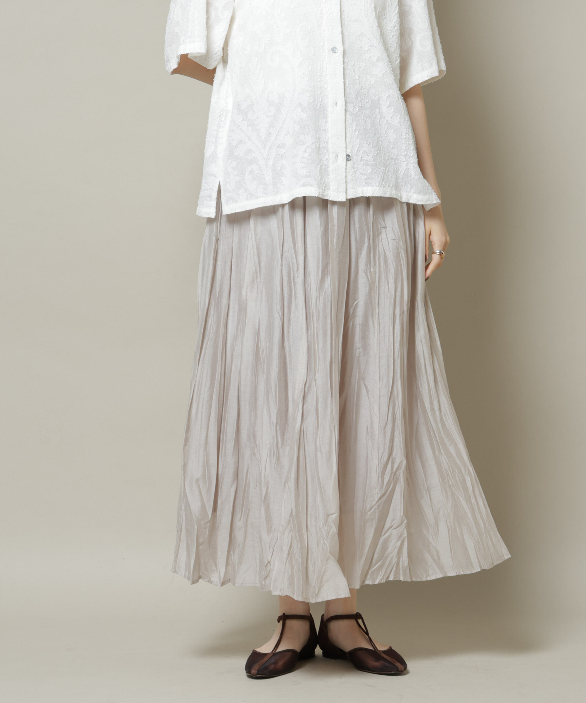 nano･universe「クリンクルシアースカート」|スカート|グレージュ3