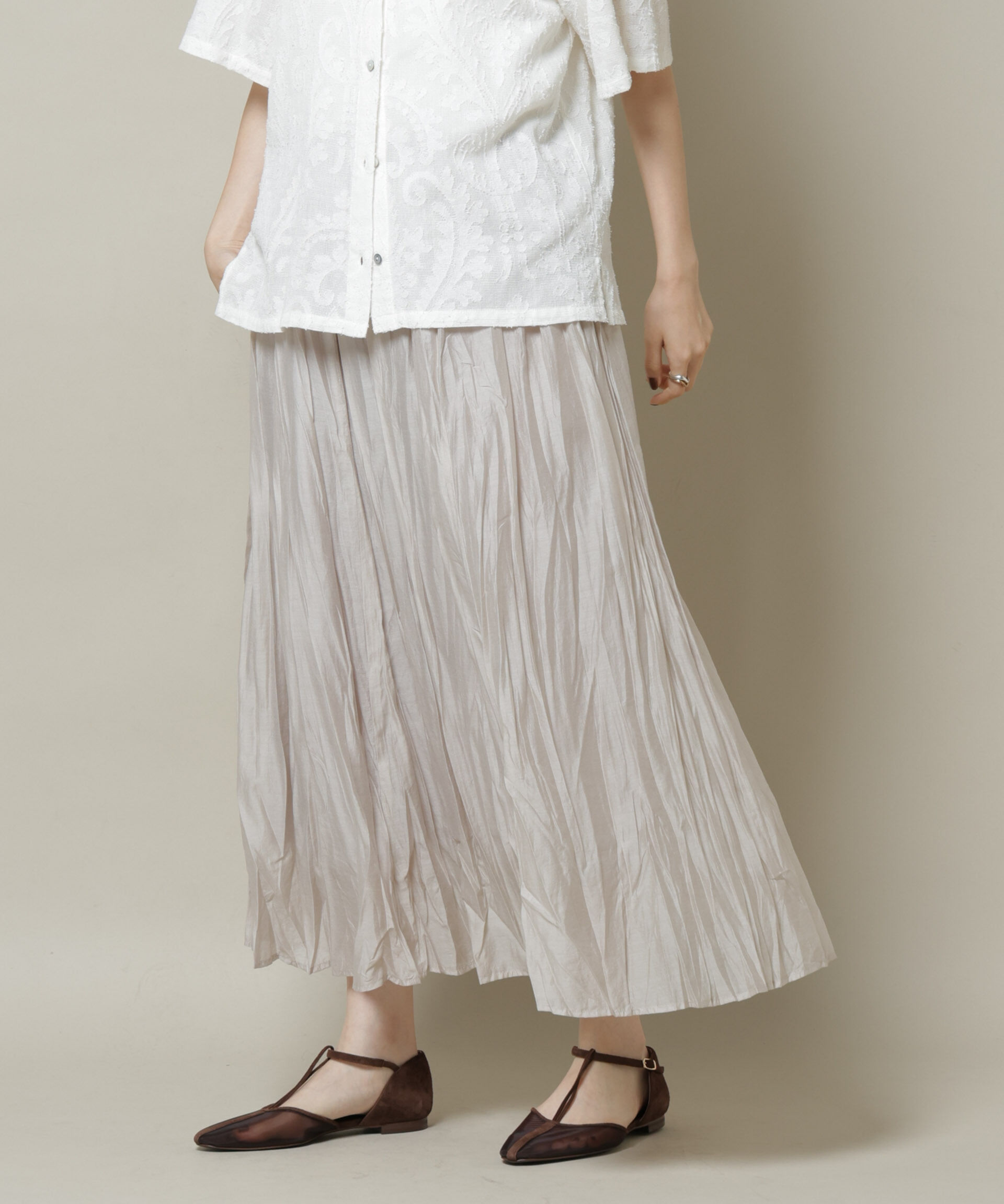 nano･universe「クリンクルシアースカート」|スカート|