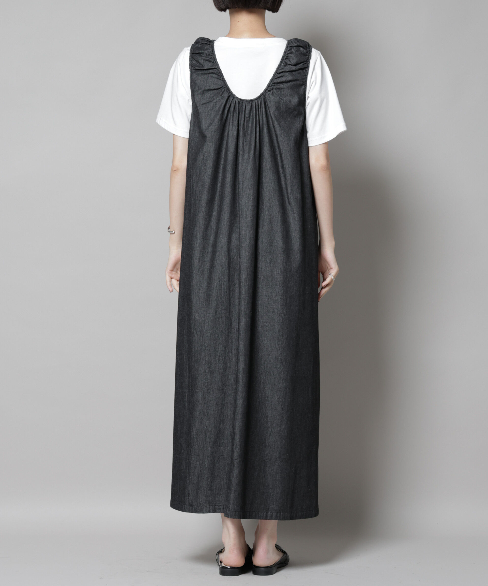 nano･universe「ギャザーデザインフレアデニムワンピース」|ワンピース|