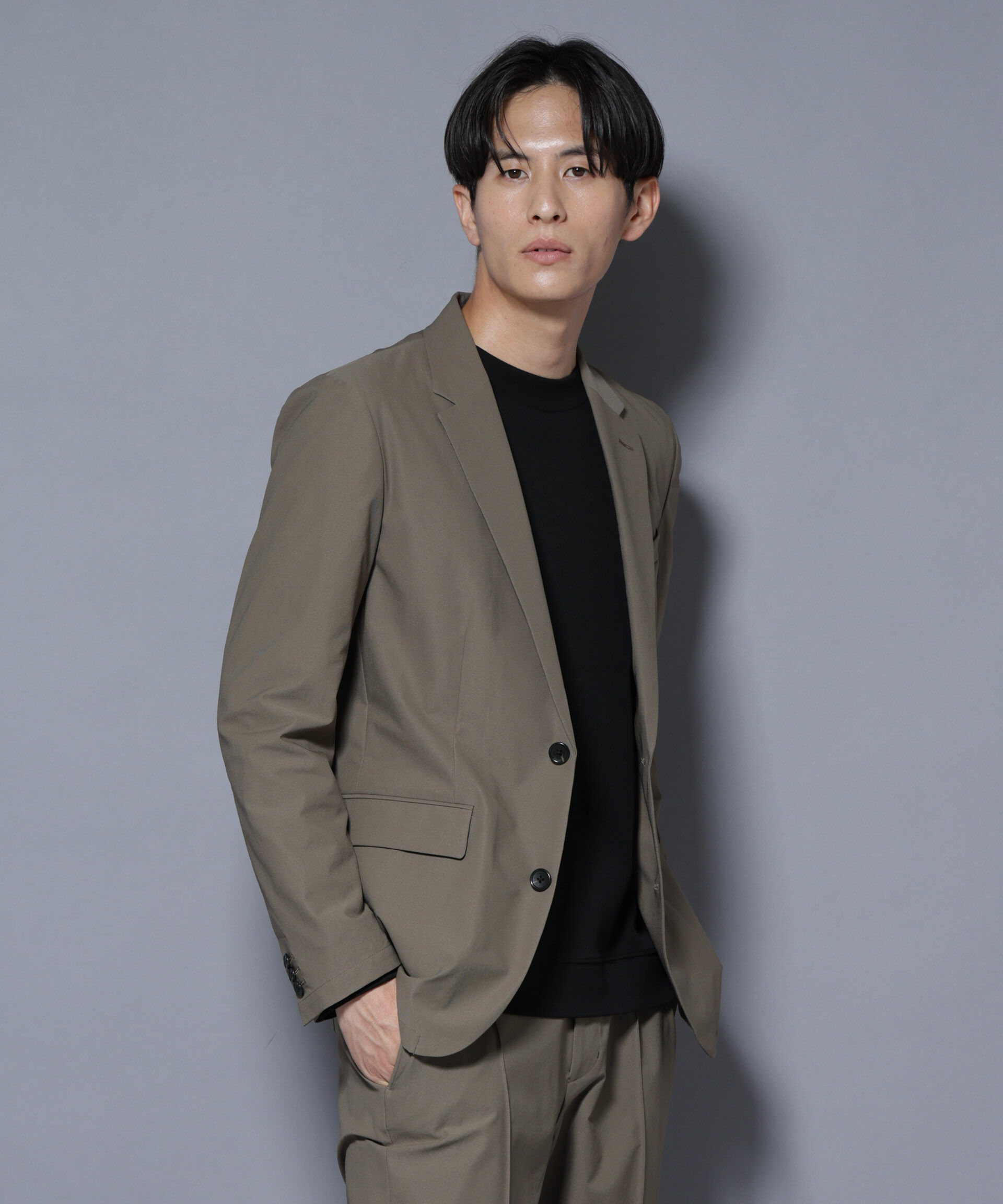 nano･universe「｢N JACKET BASIC｣TEXBRID(R) ﾂｲﾙｼﾞｬｹｯﾄ/ｽﾄﾚｯﾁ･撥水(ｾｯﾄｱｯ 」|スーツ|カーキベージ 6