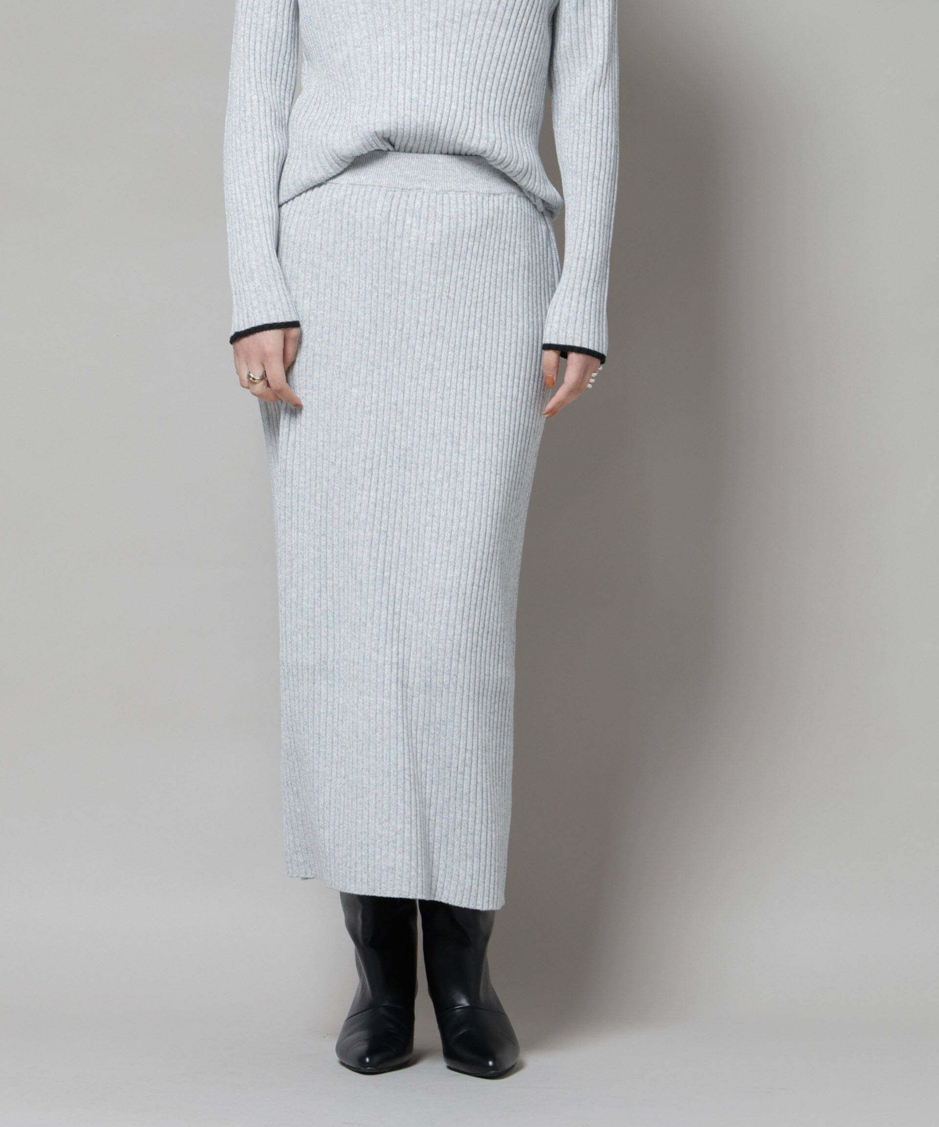  「メランジリブタイトスカート(セットアップ可)」|タイト|