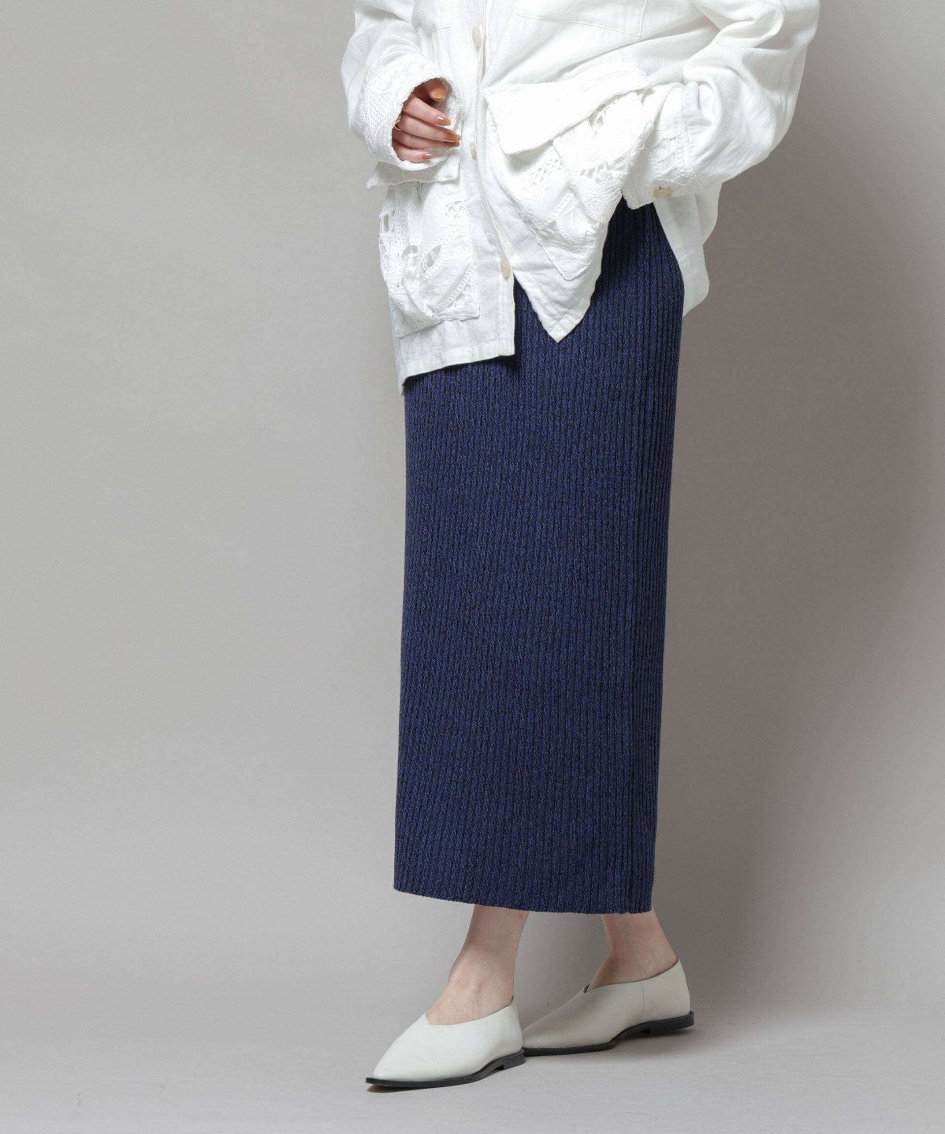  「メランジリブタイトスカート(セットアップ可)」|タイト|