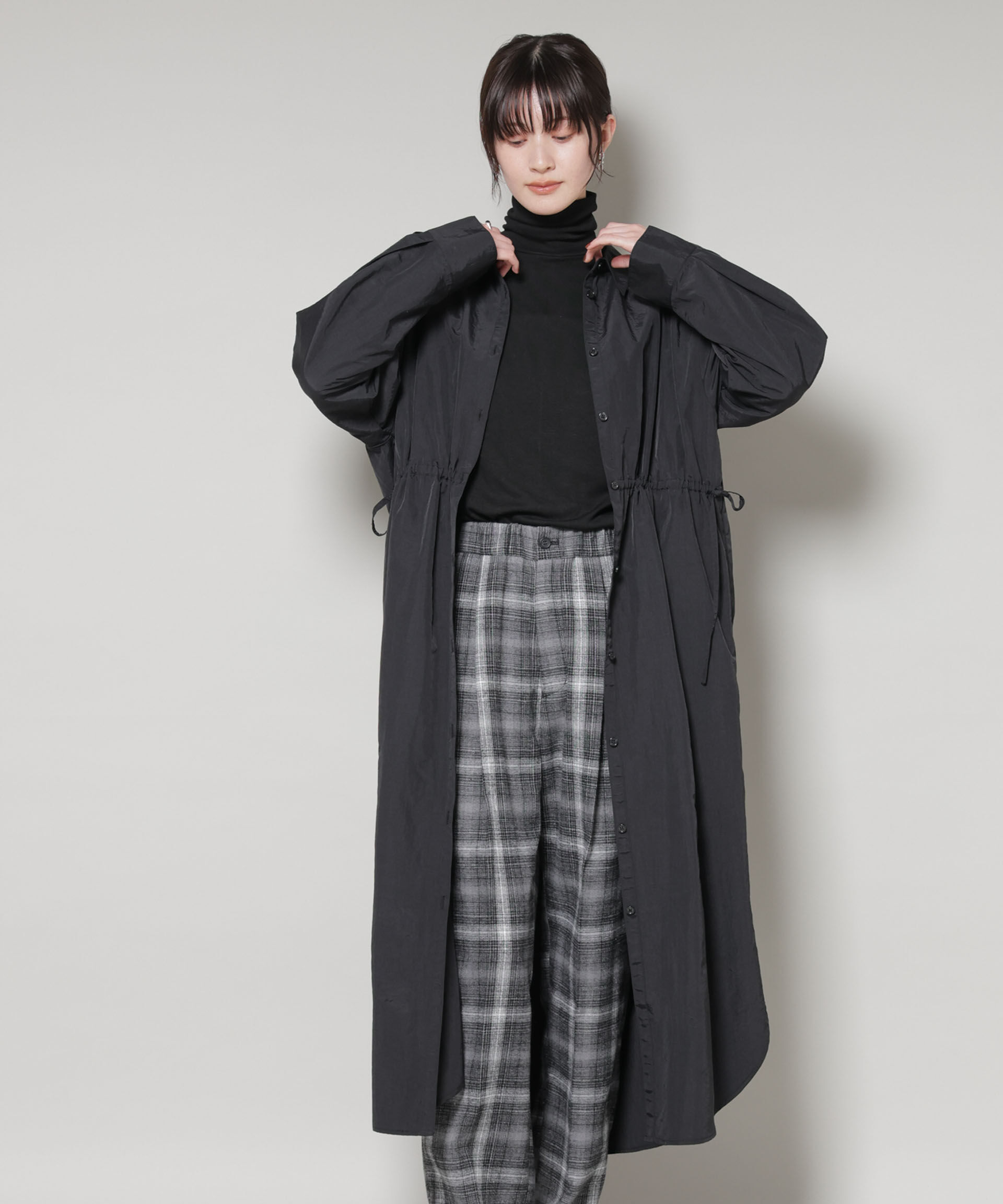 nano･universe「ナイロンタッサードロストシャツワンピース」|ワンピース|