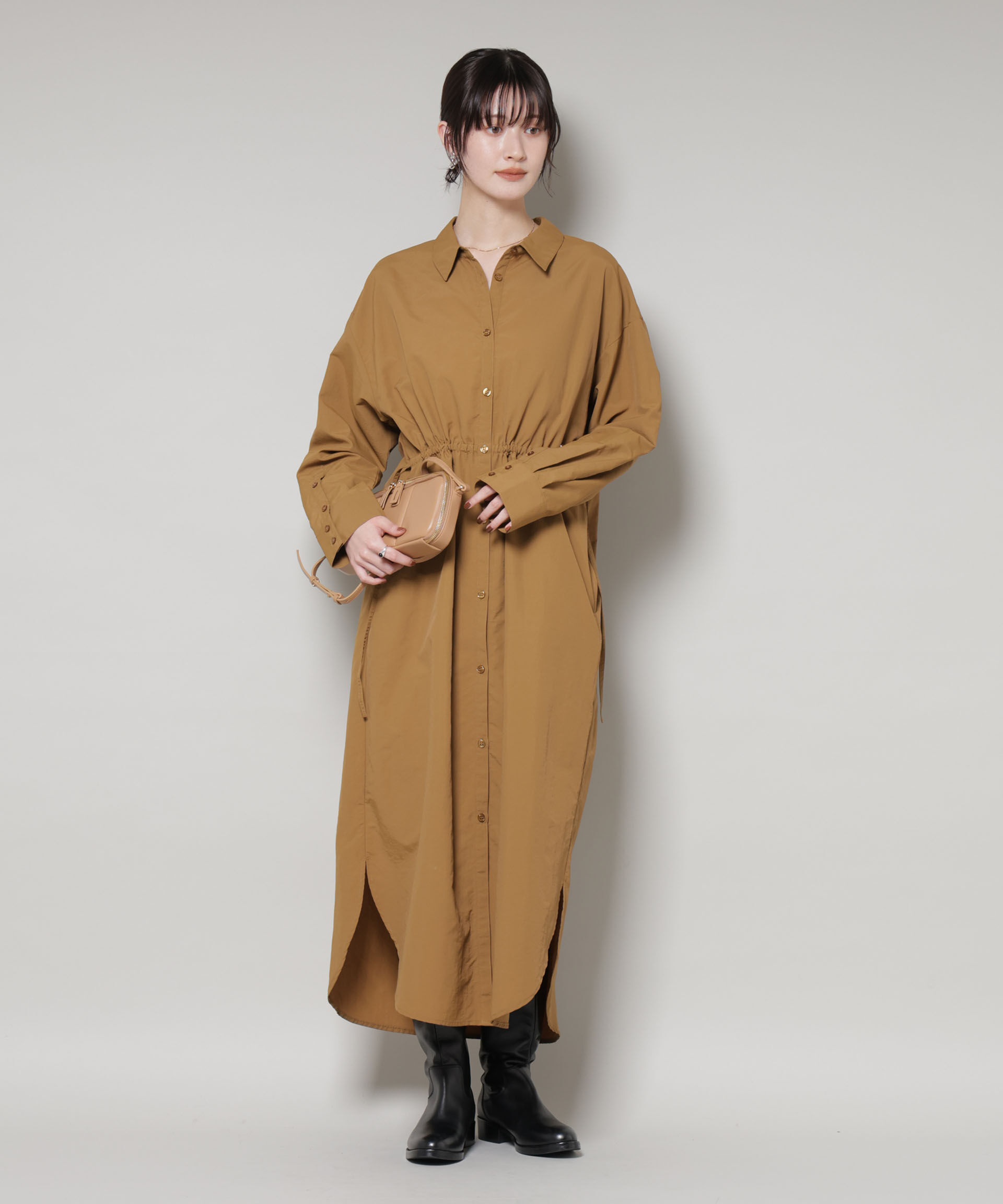 nano･universe「ナイロンタッサードロストシャツワンピース」|ワンピース|