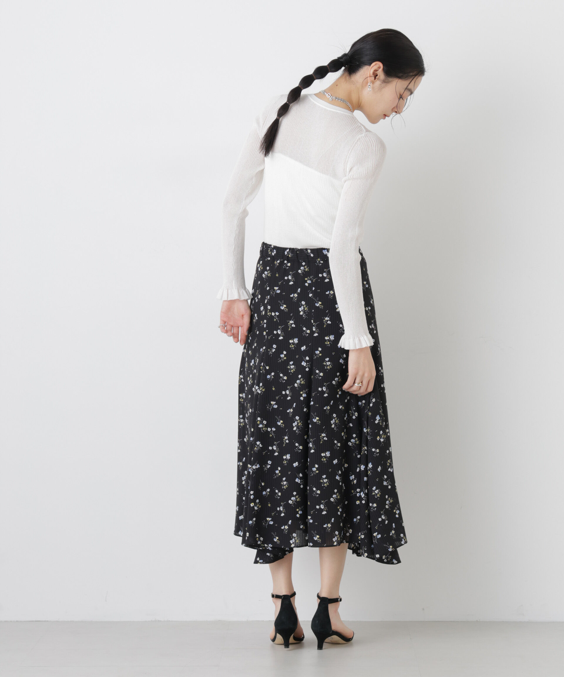 nano･universe「シアーリブフリルカフニット」|ニット・セーター|