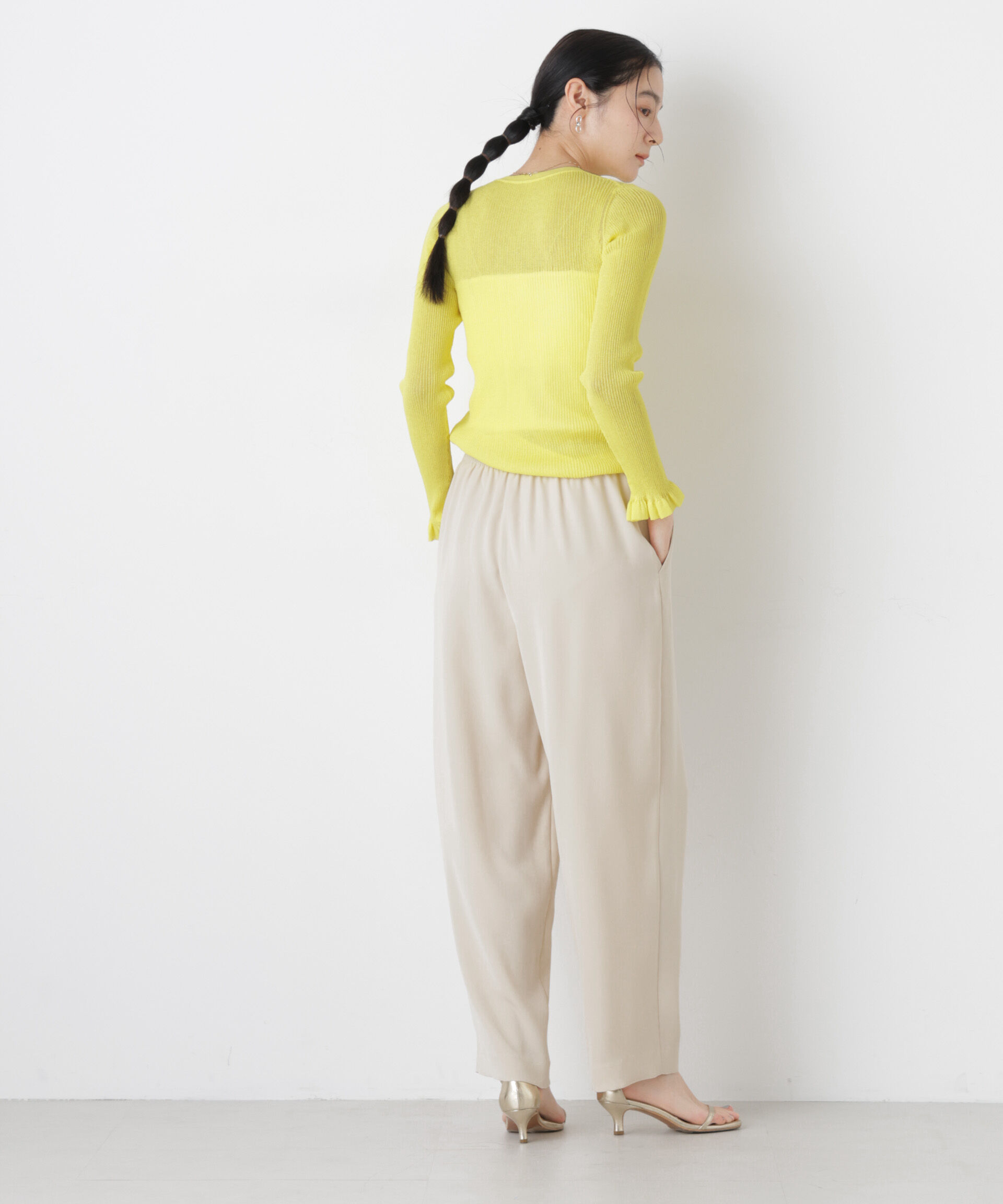 nano･universe「シアーリブフリルカフニット」|ニット・セーター|