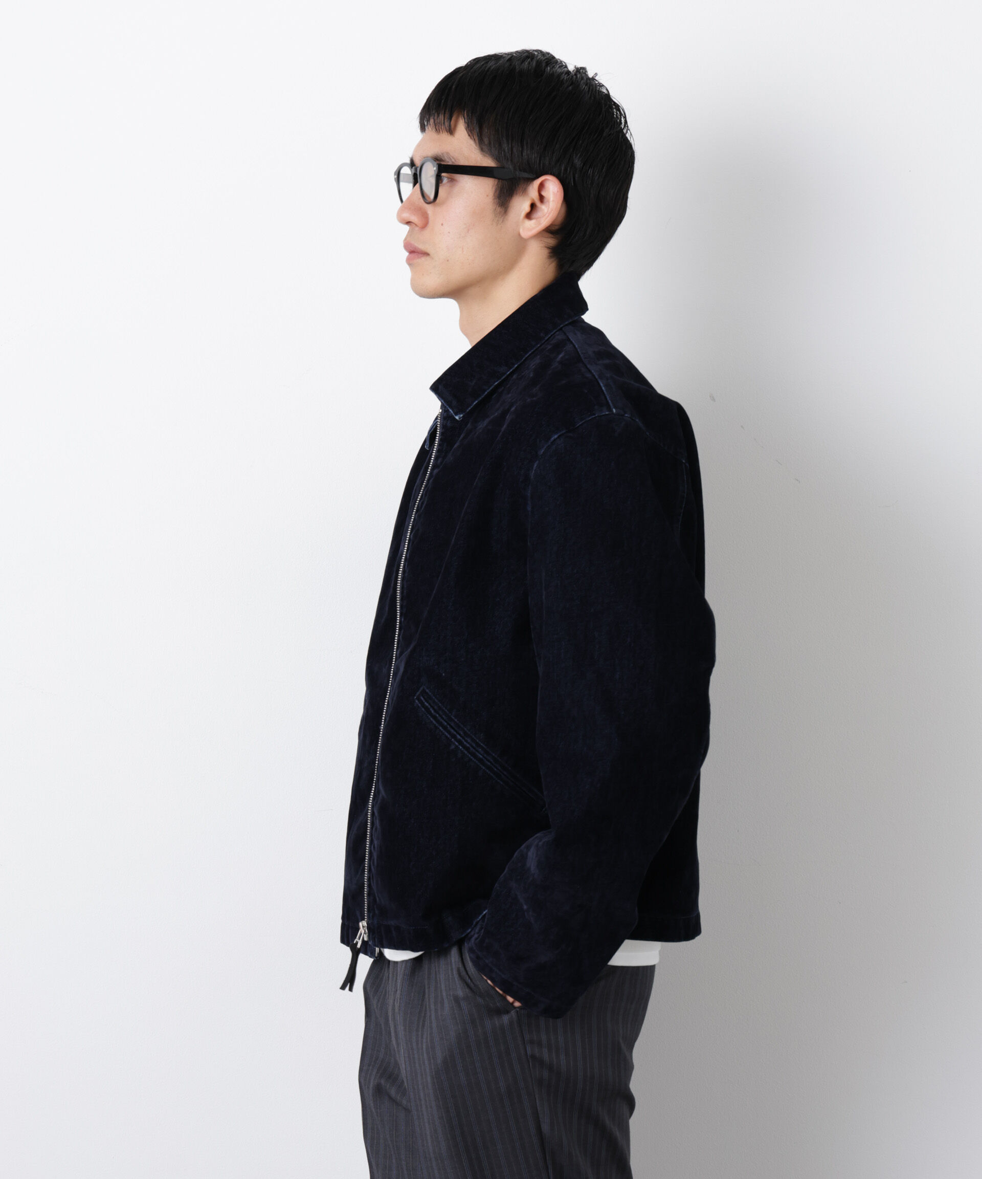 nano･universe「フロッキーデニム スポーツジャケット」|ブルゾン・スタジャン|