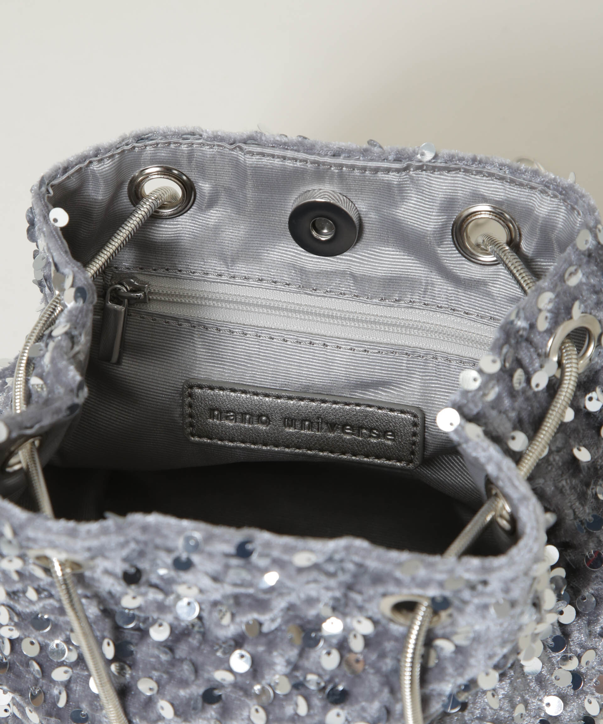 nano･universe「スパンコール巾着バッグ」|ショルダー・メッセンジャー|