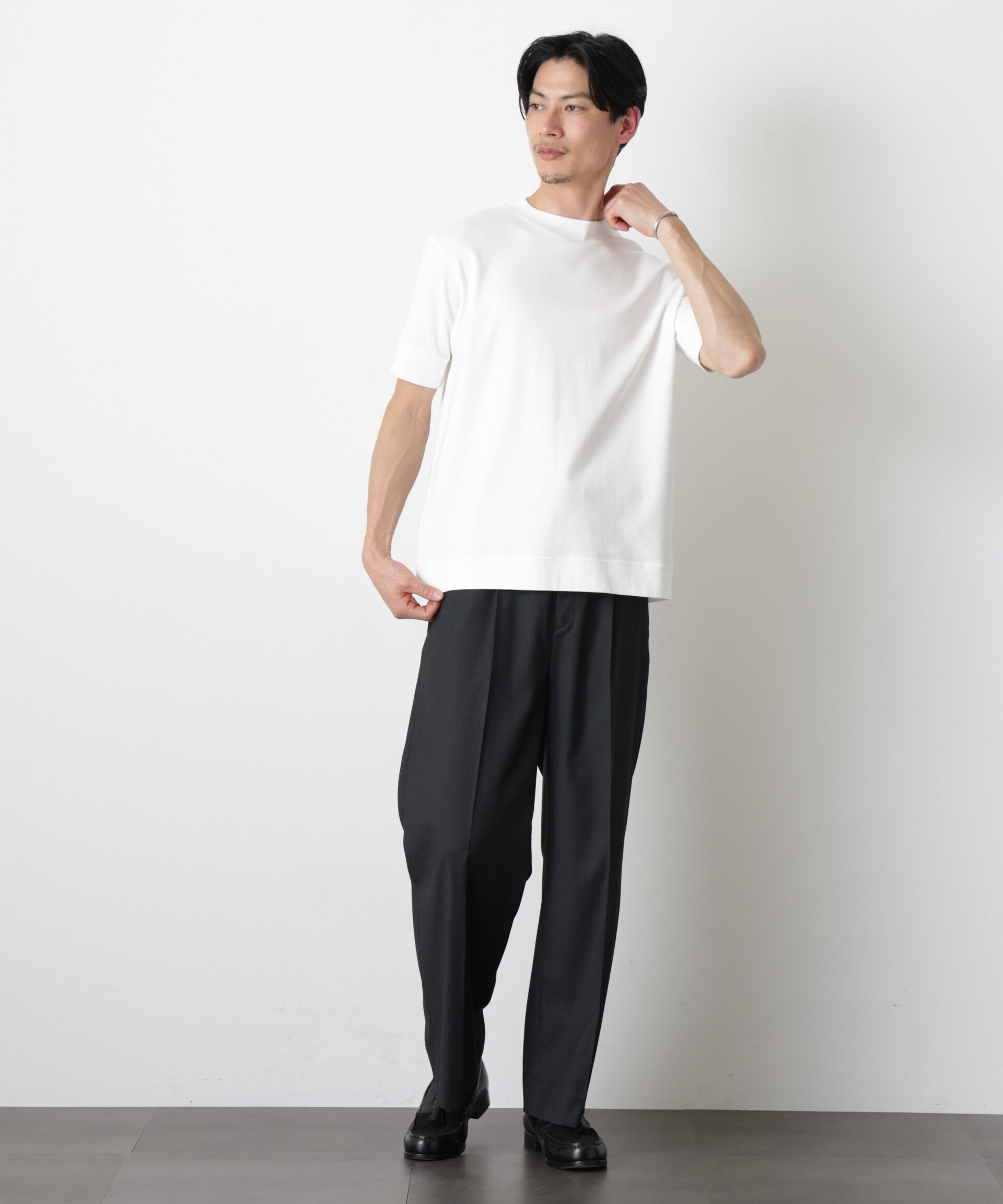 nano･universe「「FORMAL JERSEY」モックネックカットソー半袖」|Tシャツ・カットソー|