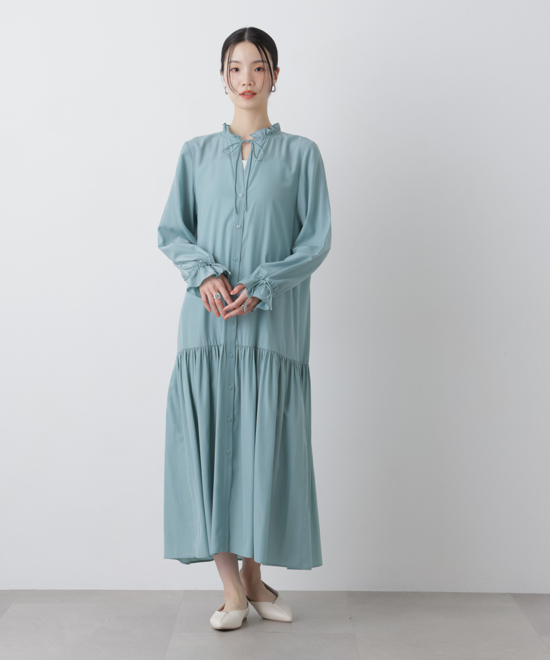 nano･universe「切り替えギャザーワンピース」|ワンピース|ブルーグリー 2