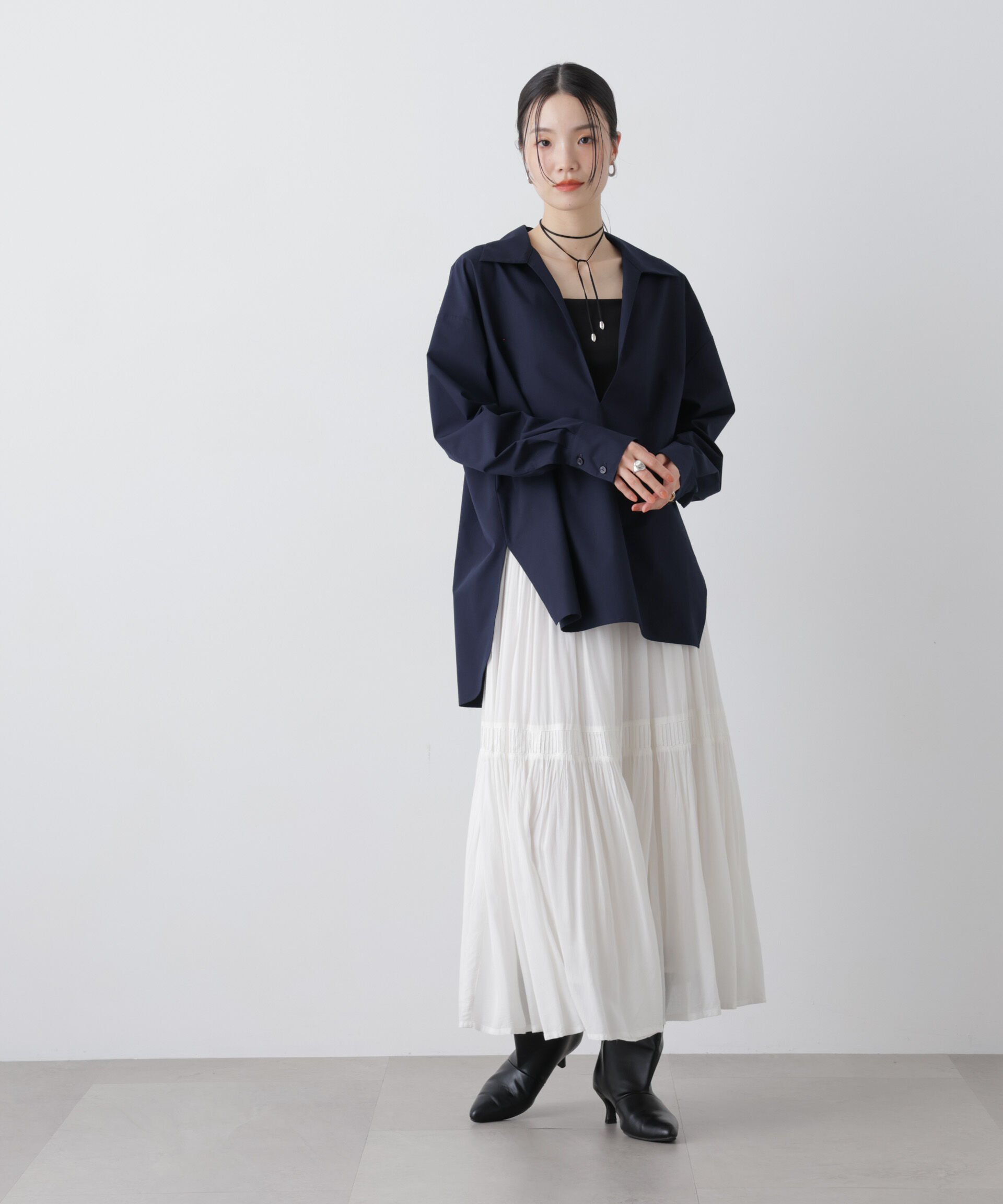 nano･universe「ディープVスキッパープルオーバーシャツ」|シャツ・ブラウス|