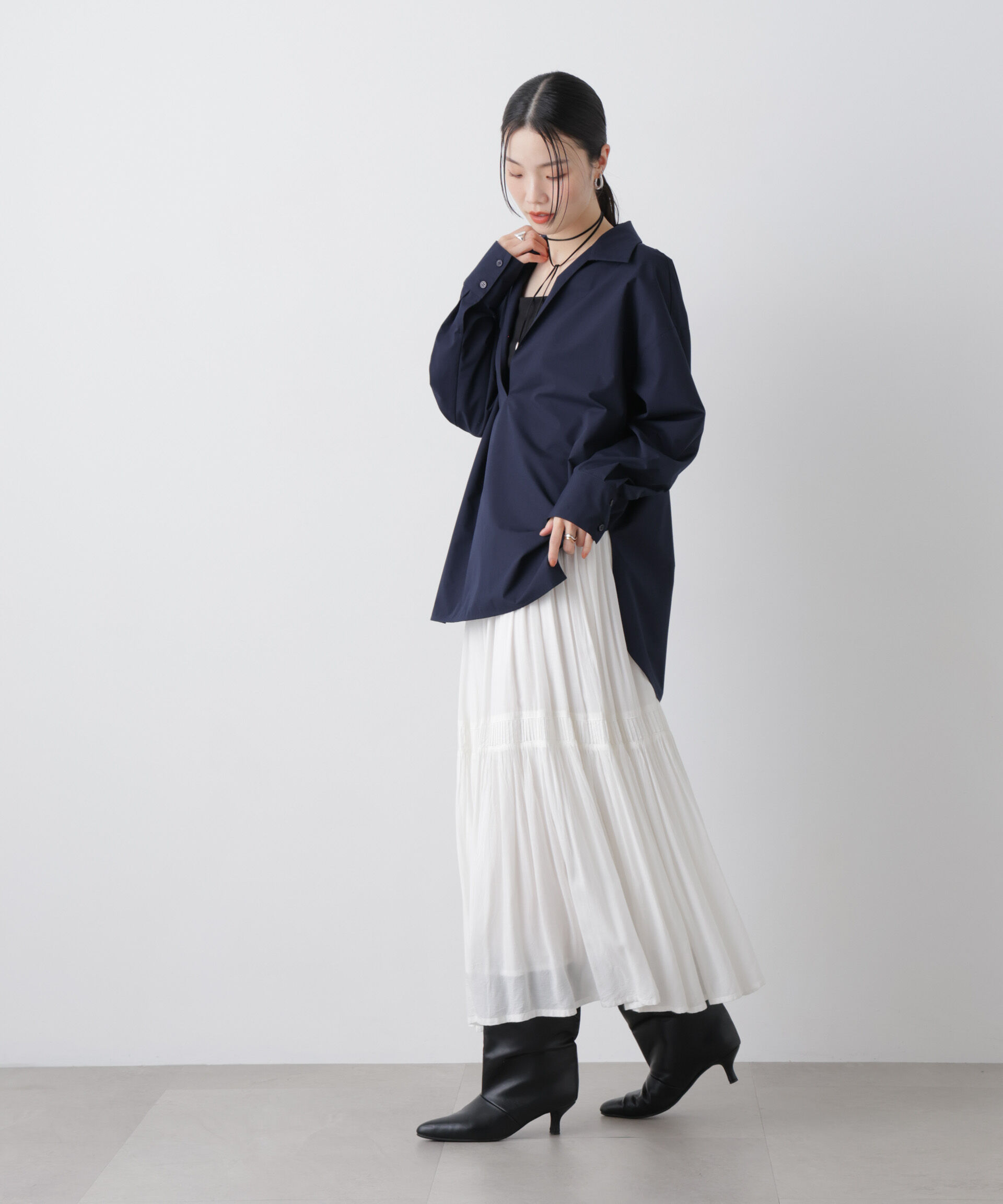 nano･universe「ディープVスキッパープルオーバーシャツ」|シャツ・ブラウス|