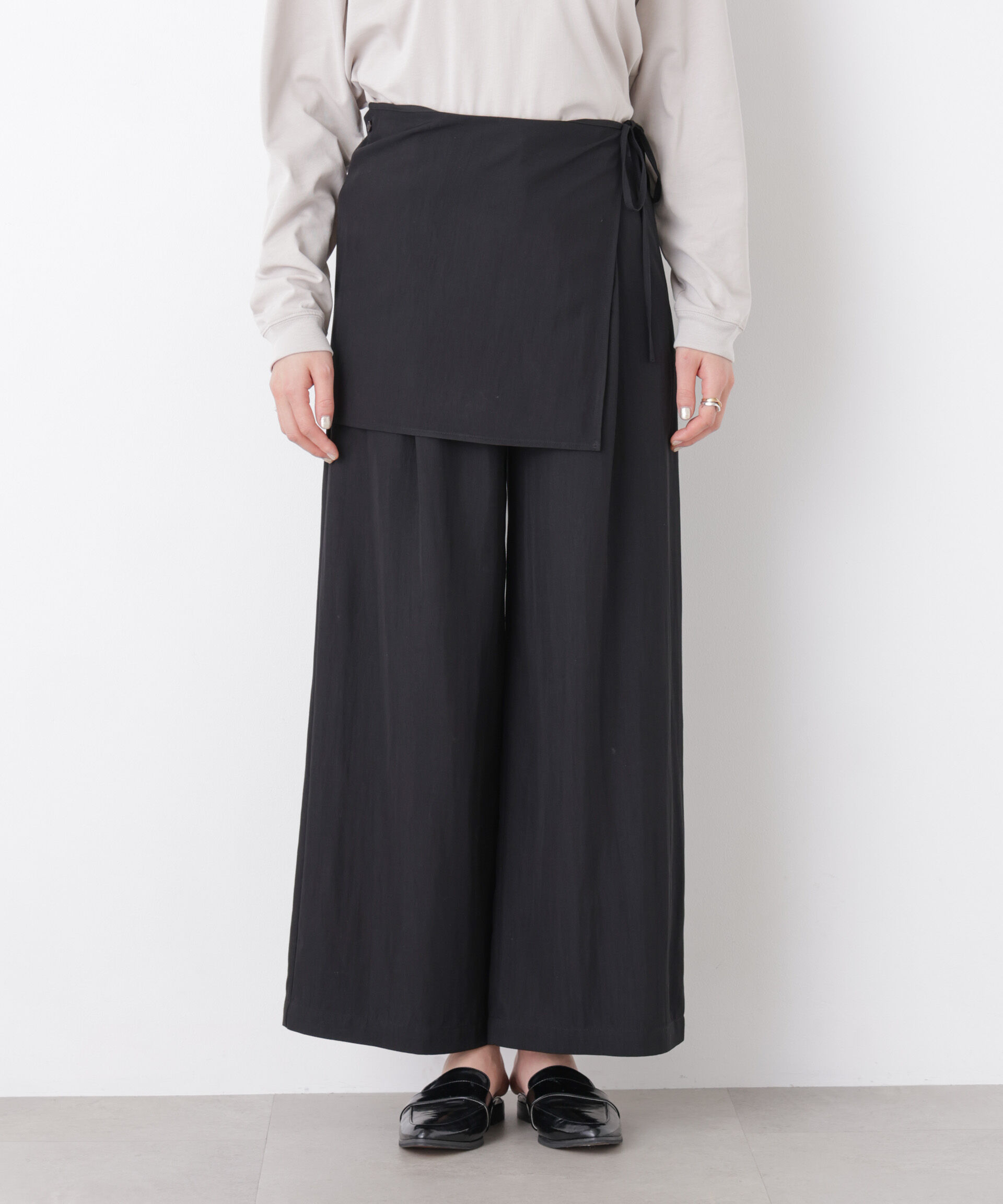 nano･universe「スカーフセットタックワイドパンツ」|チノ|