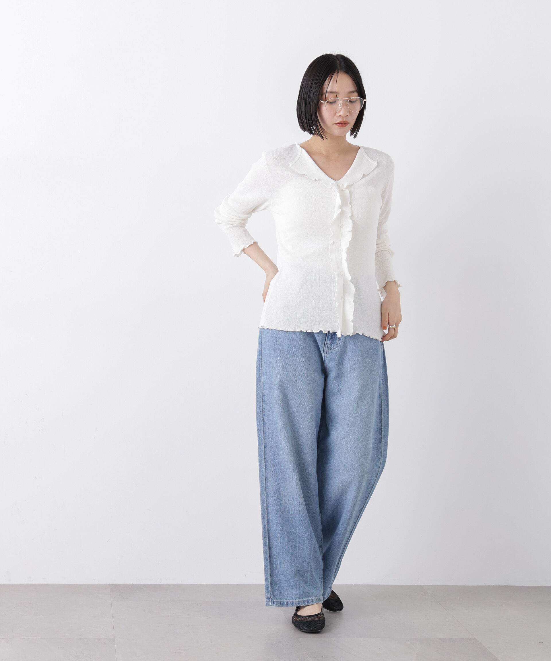 nano･universe「フロントフリルニットトップス」|ニット・セーター|