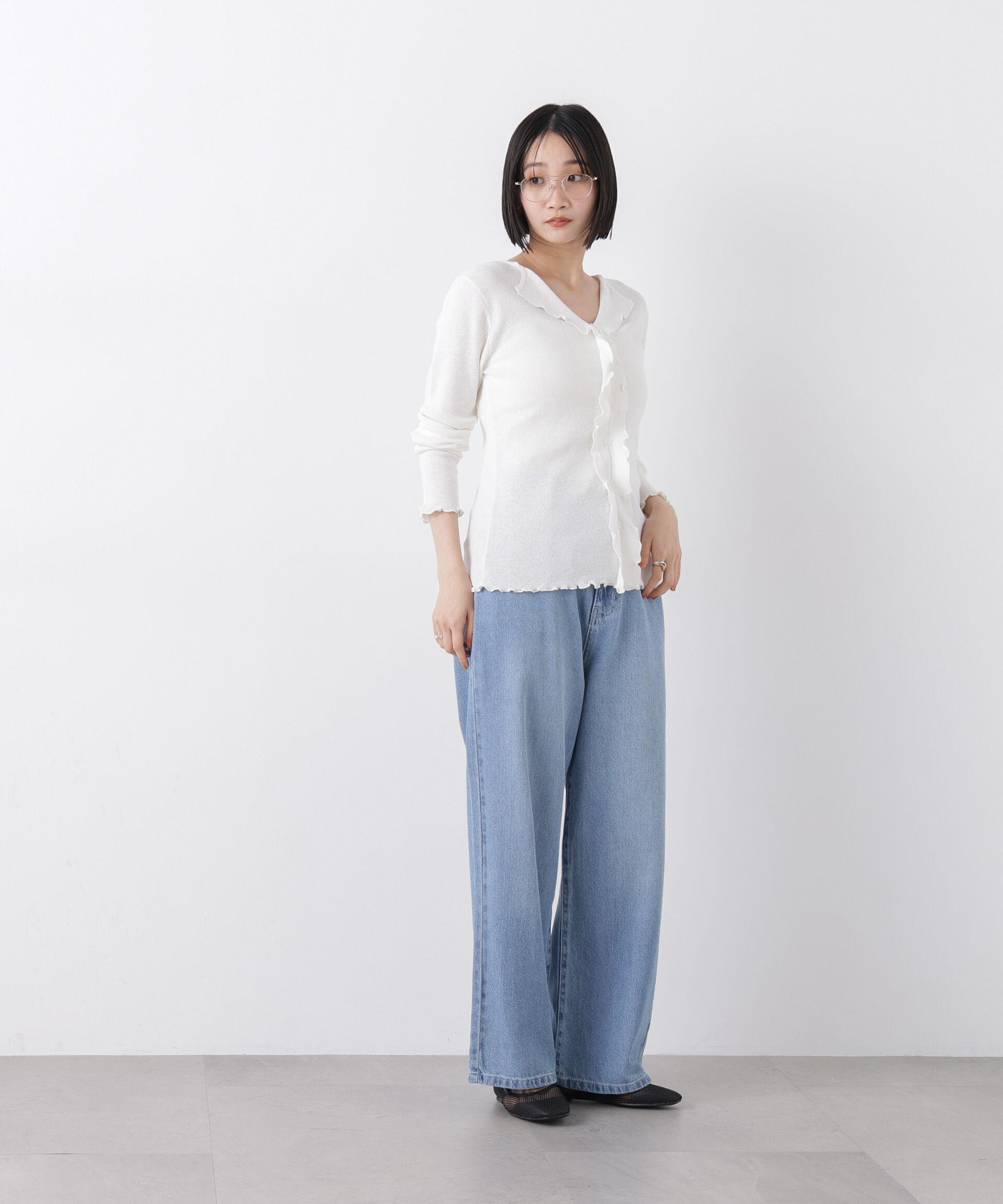 nano･universe「フロントフリルニットトップス」|ニット・セーター|