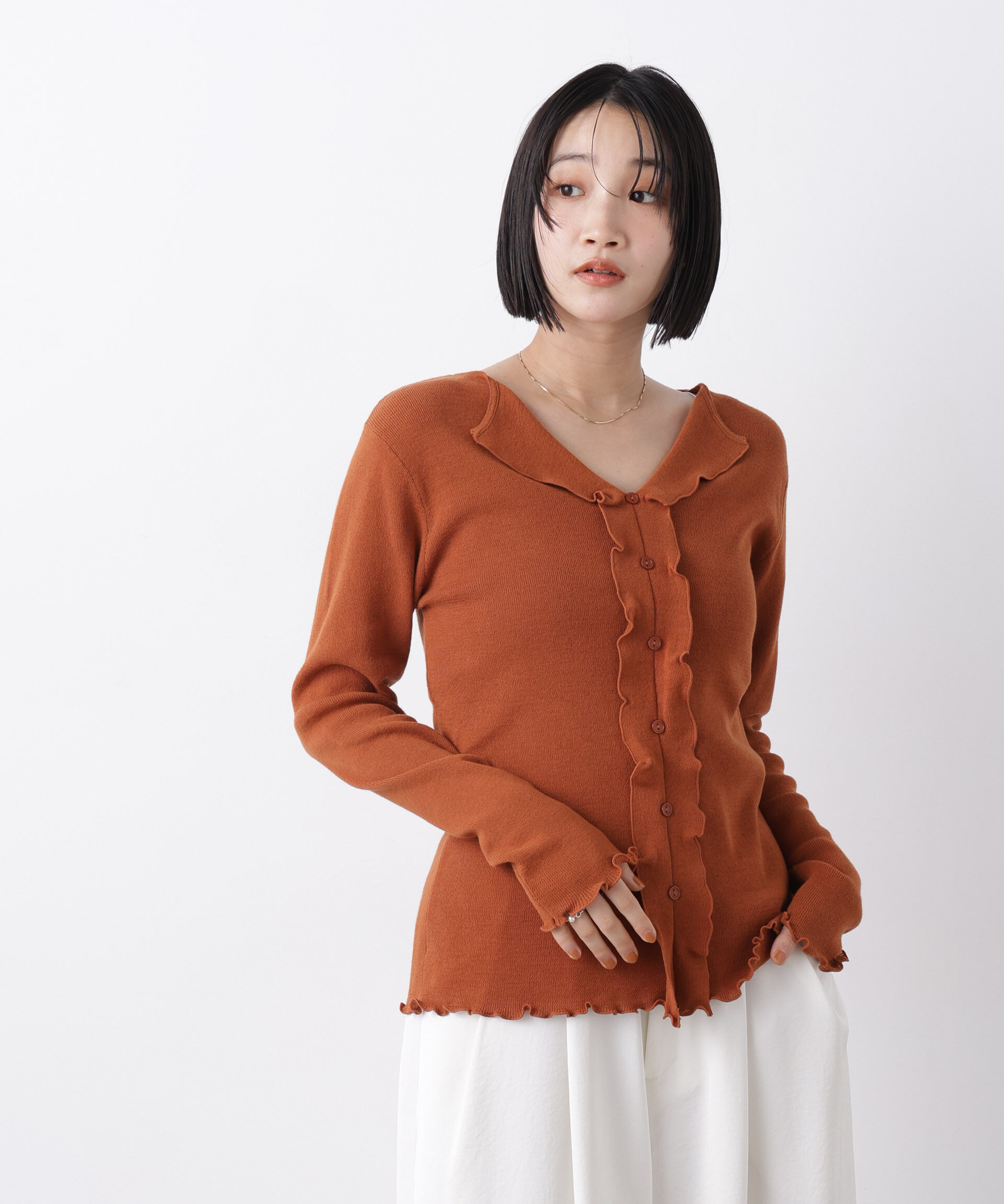 nano･universe「フロントフリルニットトップス」|ニット・セーター|