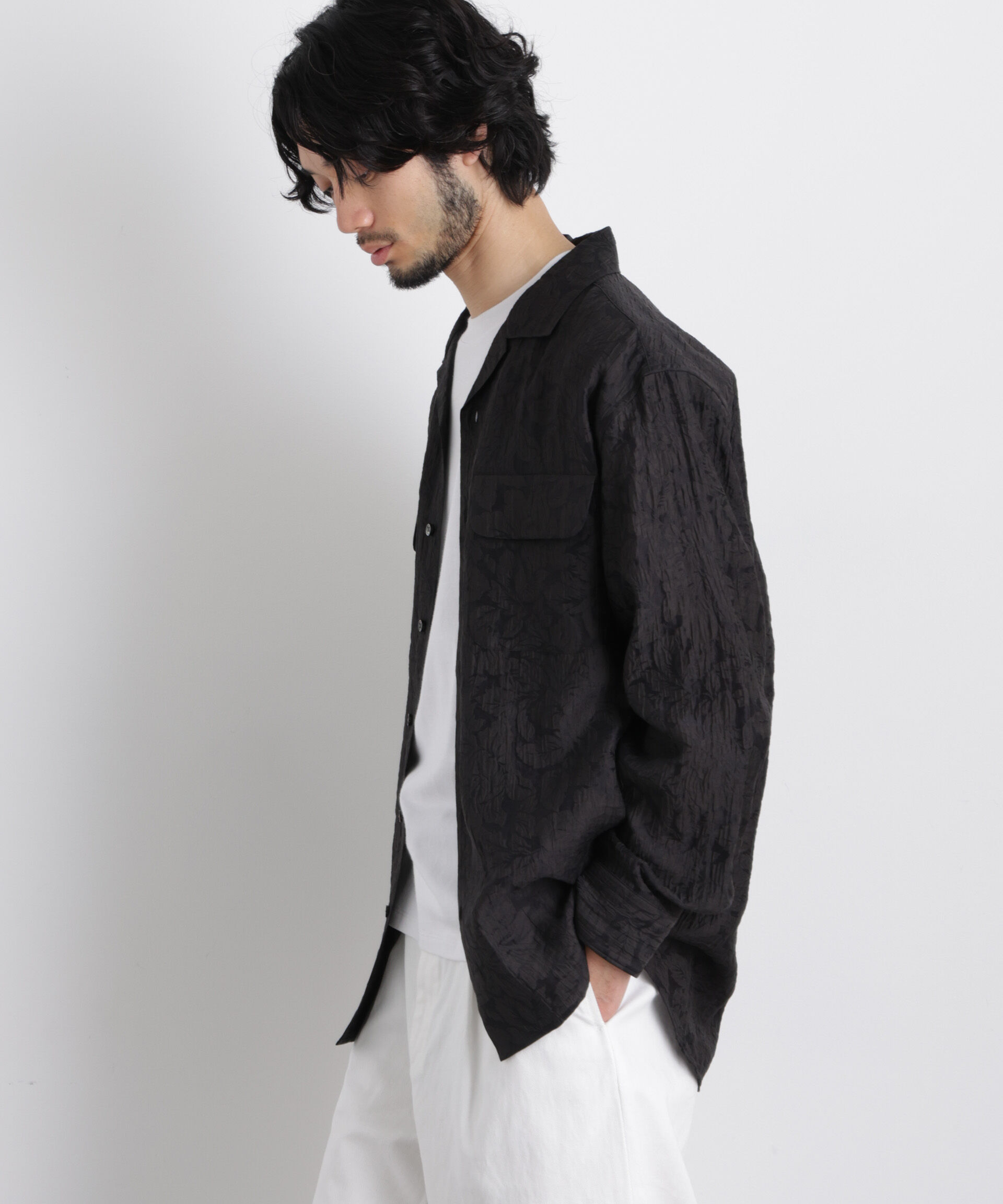 nano･universe「サイレントフラワージャガード オーバーシャツ」|シャツ・ブラウス|