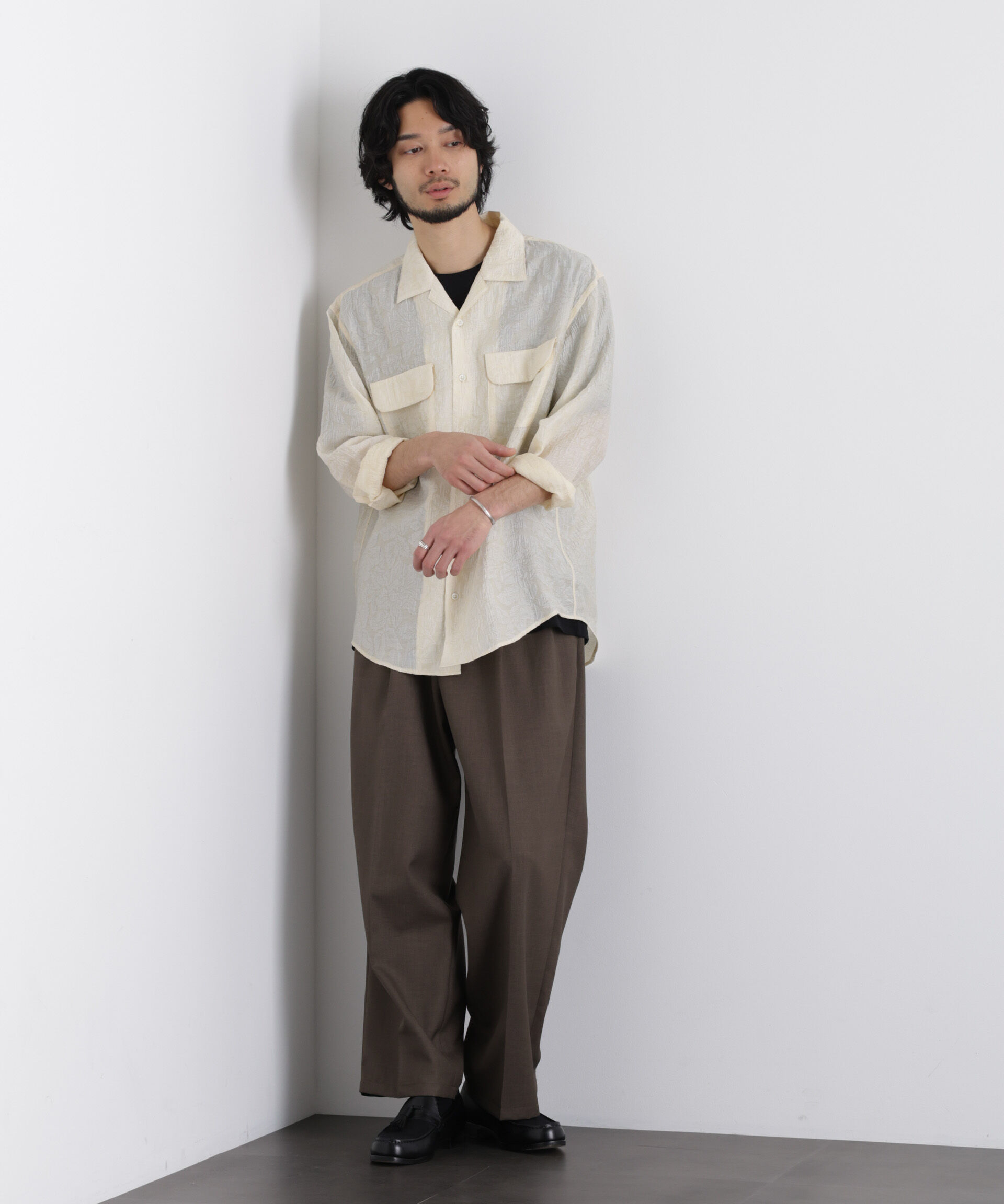 nano･universe「サイレントフラワージャガード オーバーシャツ」|シャツ・ブラウス|