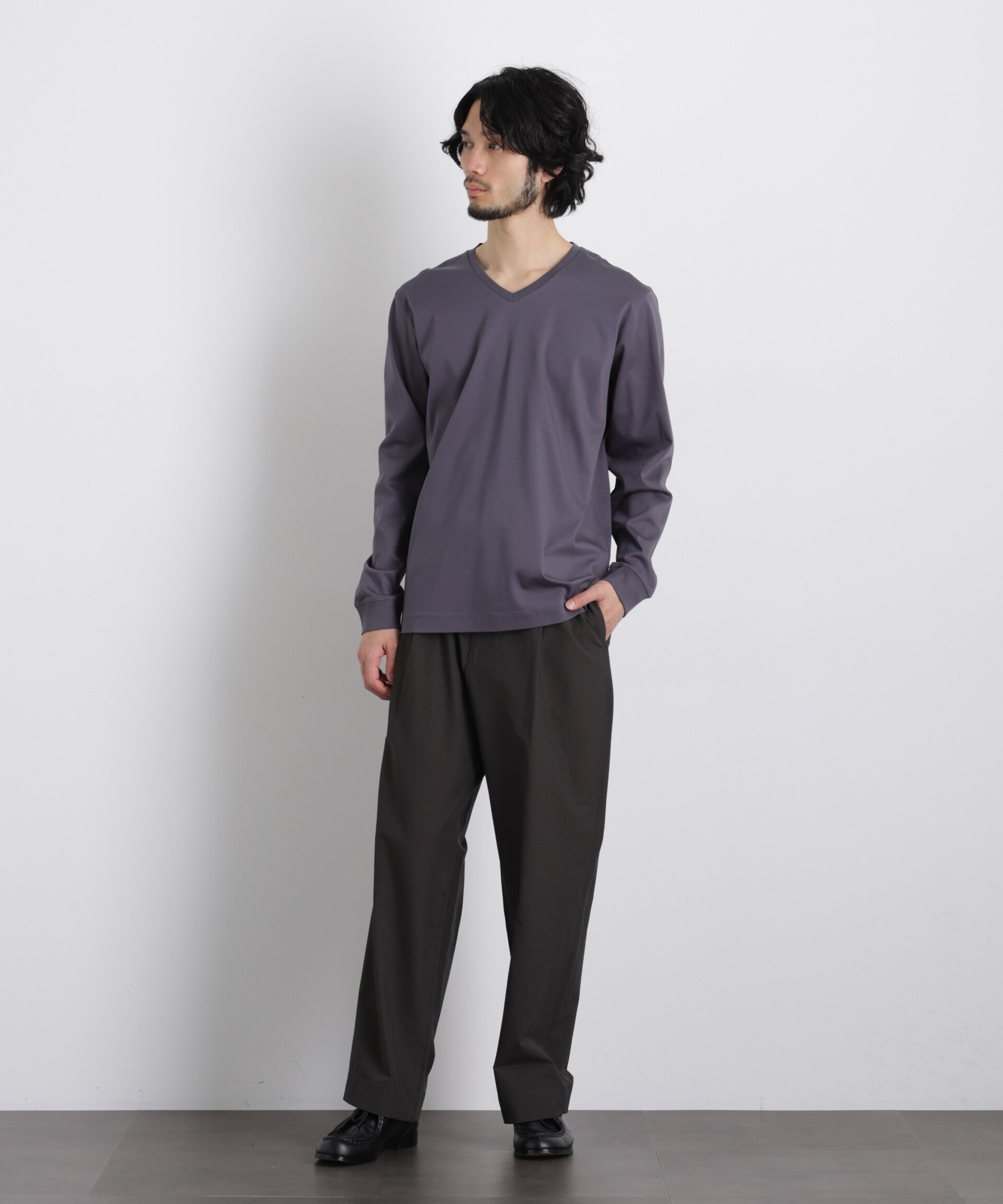 nano･universe「ストレッチワイド イージーパンツ」|チノ|