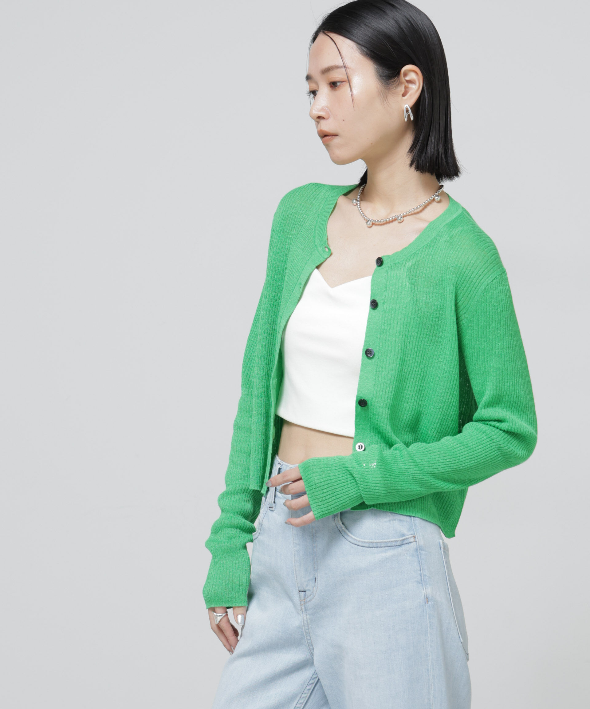 nano･universe「European Flax リブカーディガン」|ニット・セーター|