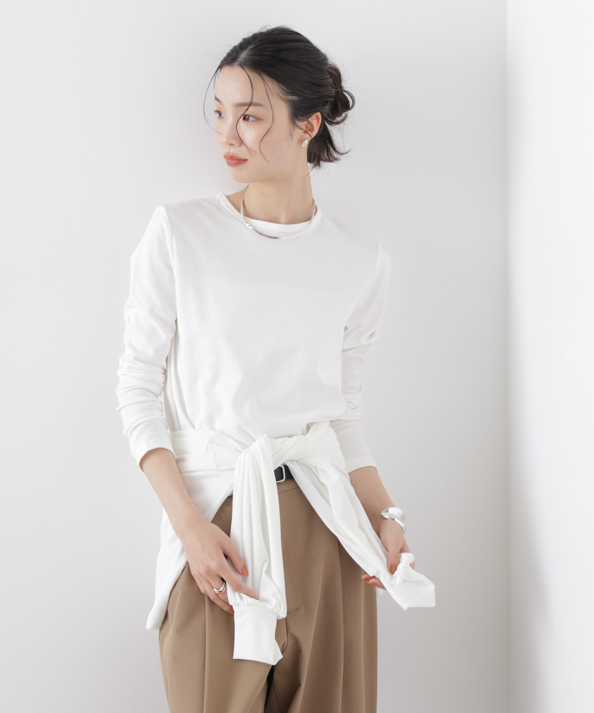 nano･universe「Repur加工 スムースシルケットロングスリーブトップス」|Tシャツ・カットソー|