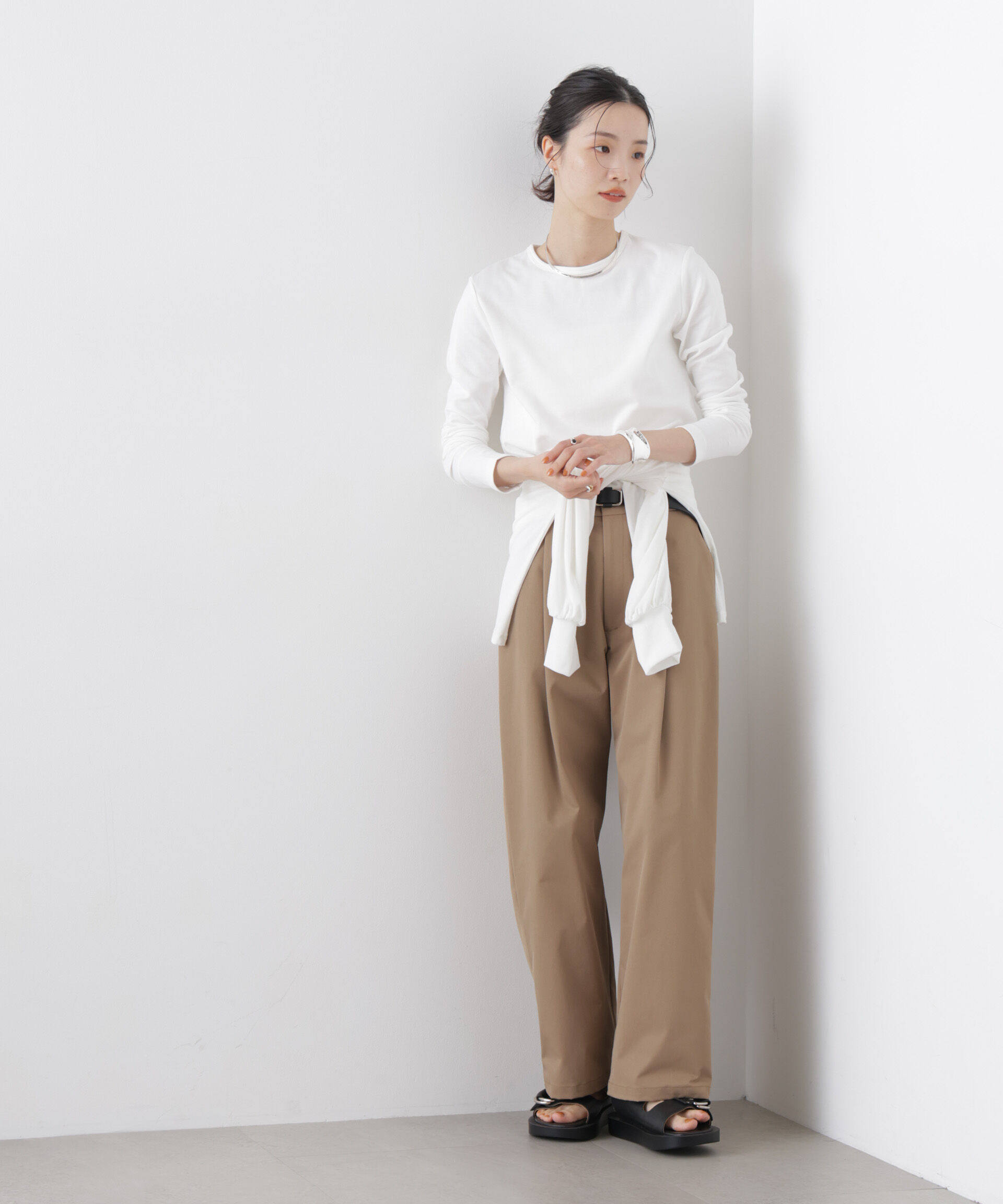 nano･universe「Repur加工 スムースシルケットロングスリーブトップス」|Tシャツ・カットソー|