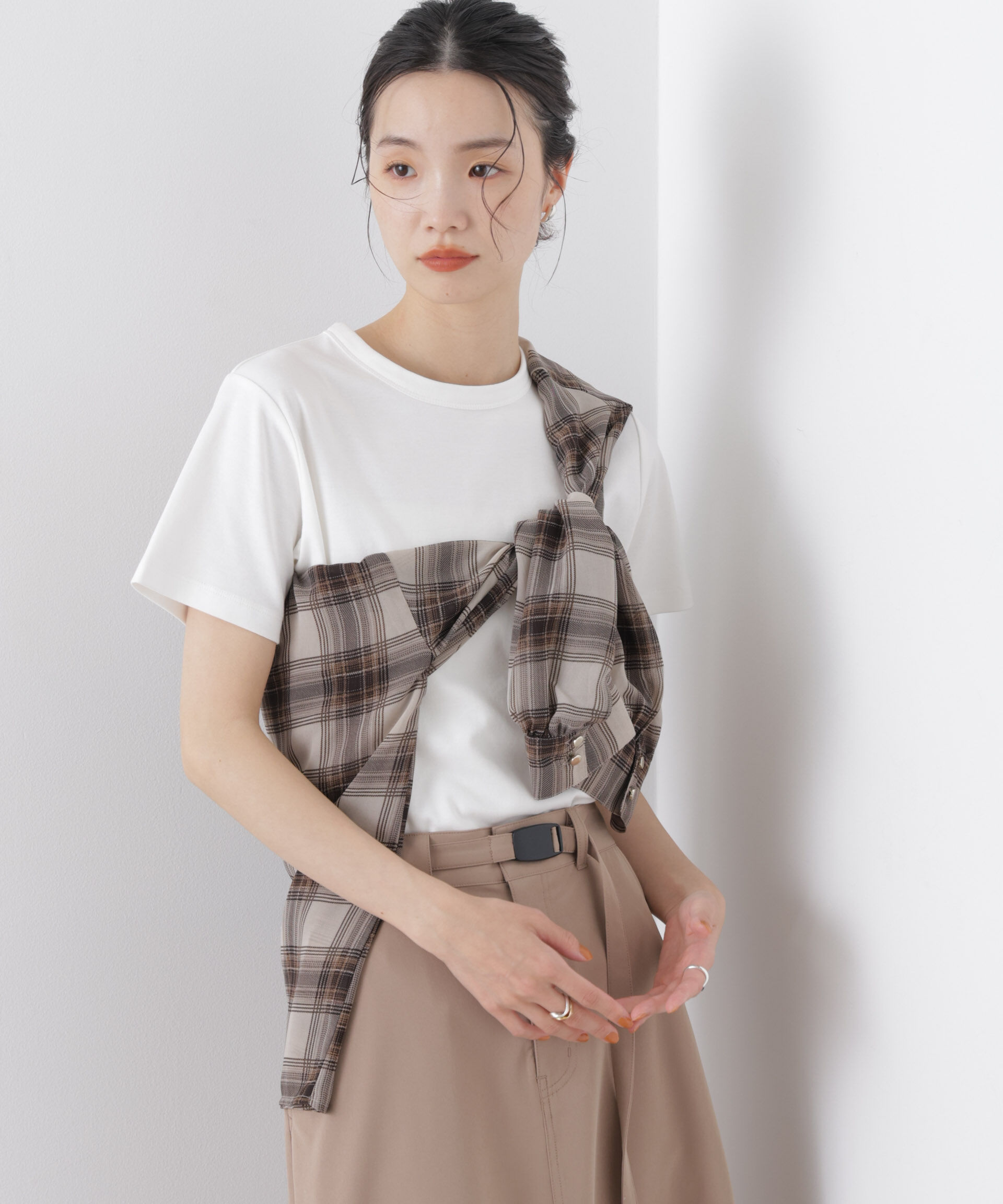 nano･universe「Repur加工 スムースシルケットクルーネックTシャツ」|Tシャツ・カットソー|