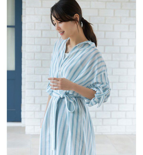 自由区「【洗える】テンセルリネンシャツワンピース」|ワンピース|